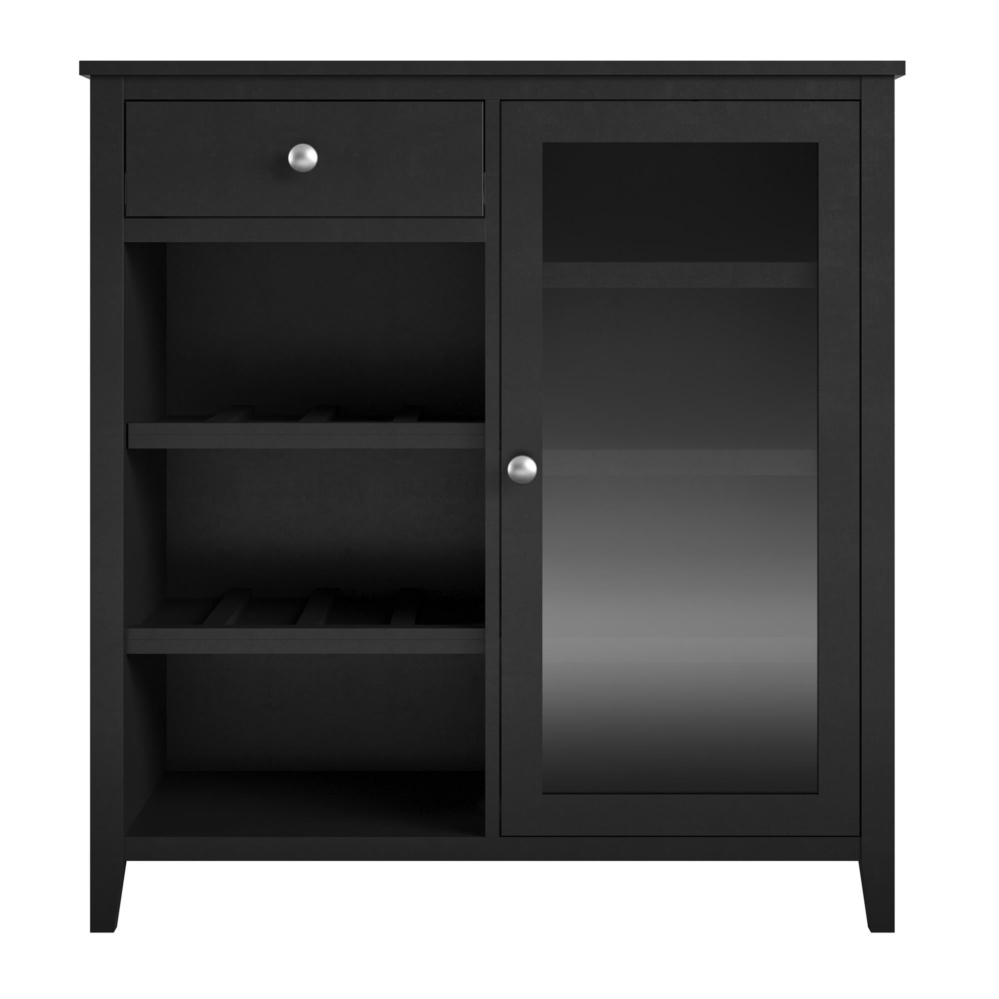 Ameriwood Home Tuxedo Contemporary/Modern Black Curio Cabinet with Wine Storage