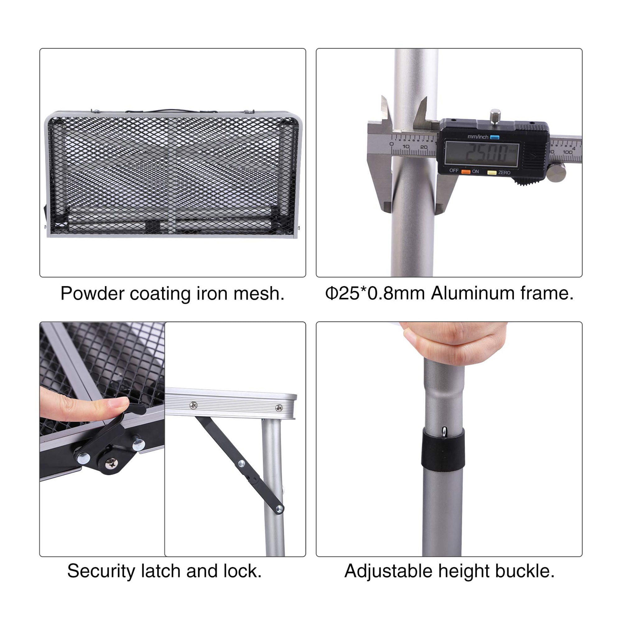 REDCAMP Folding Portable Grill Table for Outside, Lightweight Aluminum  Metal Grill Stand Table for Camping Cooking BBQ RV Picnic,Easy to Assemble  with