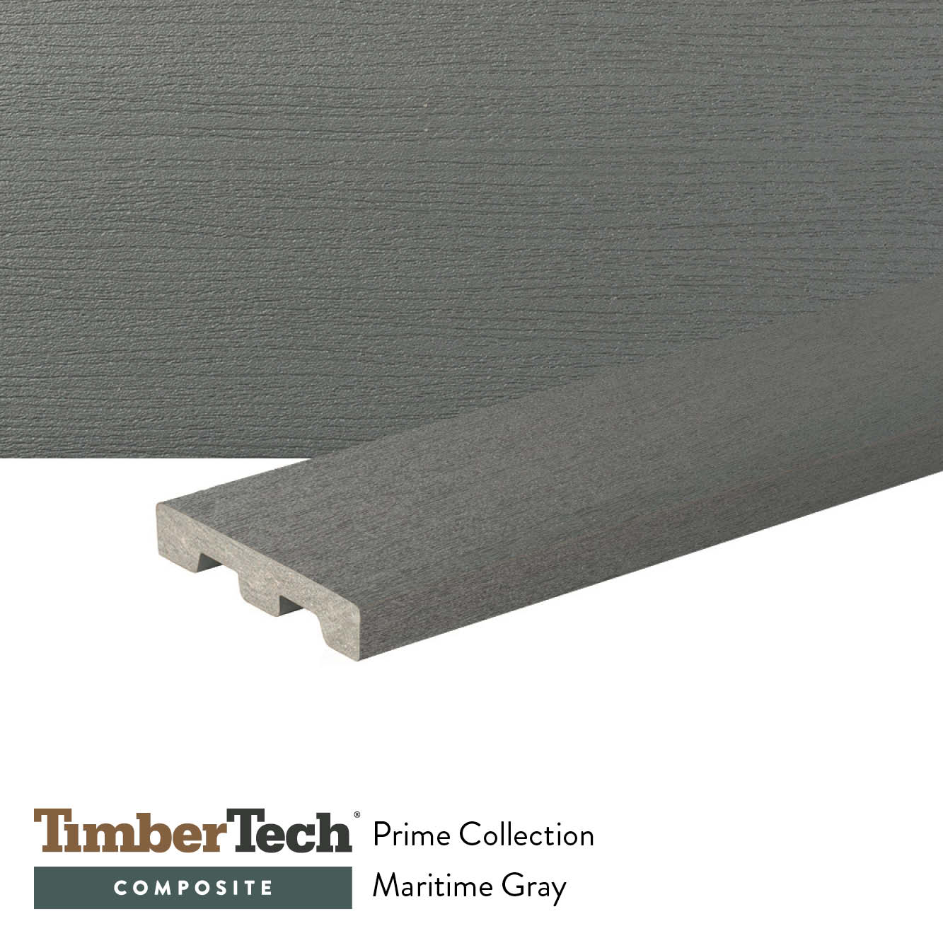 TimberTech Prime 1-in x 6-in x 20-ft Maritime Gray Square/Scalloped Composite Deck Board