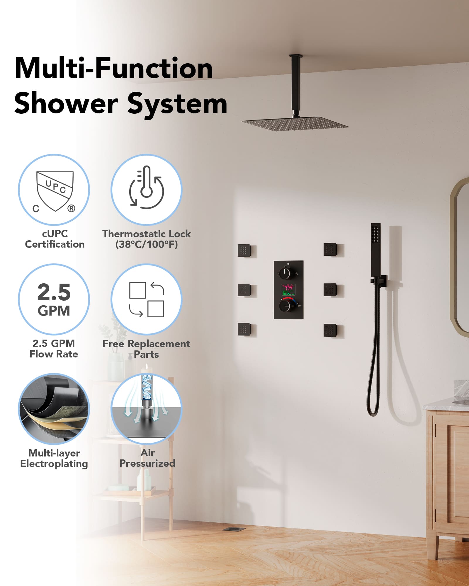 EVERSTEIN SFS-1015-BK12 Tub-Shower-Faucets - View #3