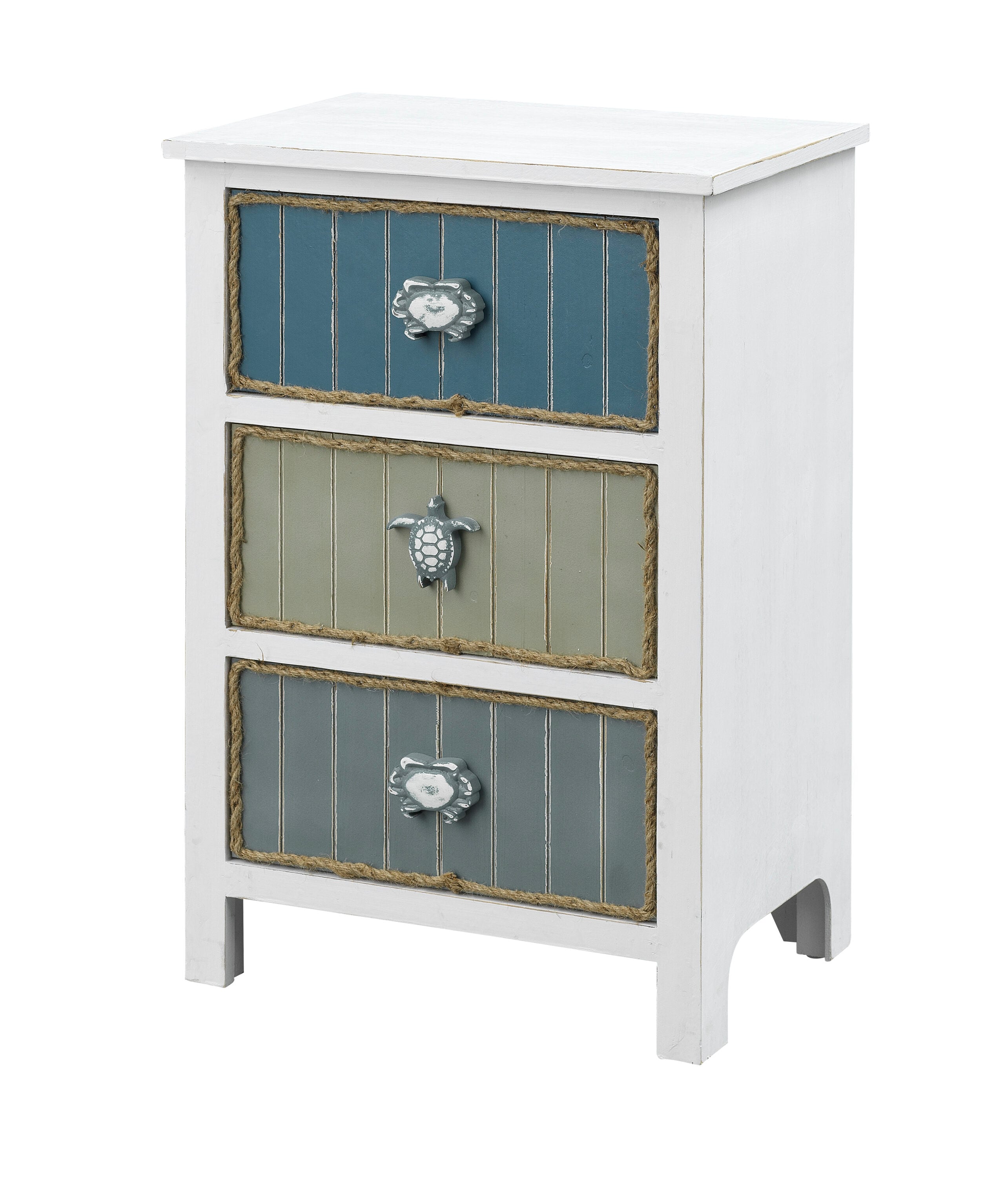 Coast to Coast 55608 22-in W x 30-in H Tide Pool Multi Color Wood Coastal End Table with Storage Fully Assembled