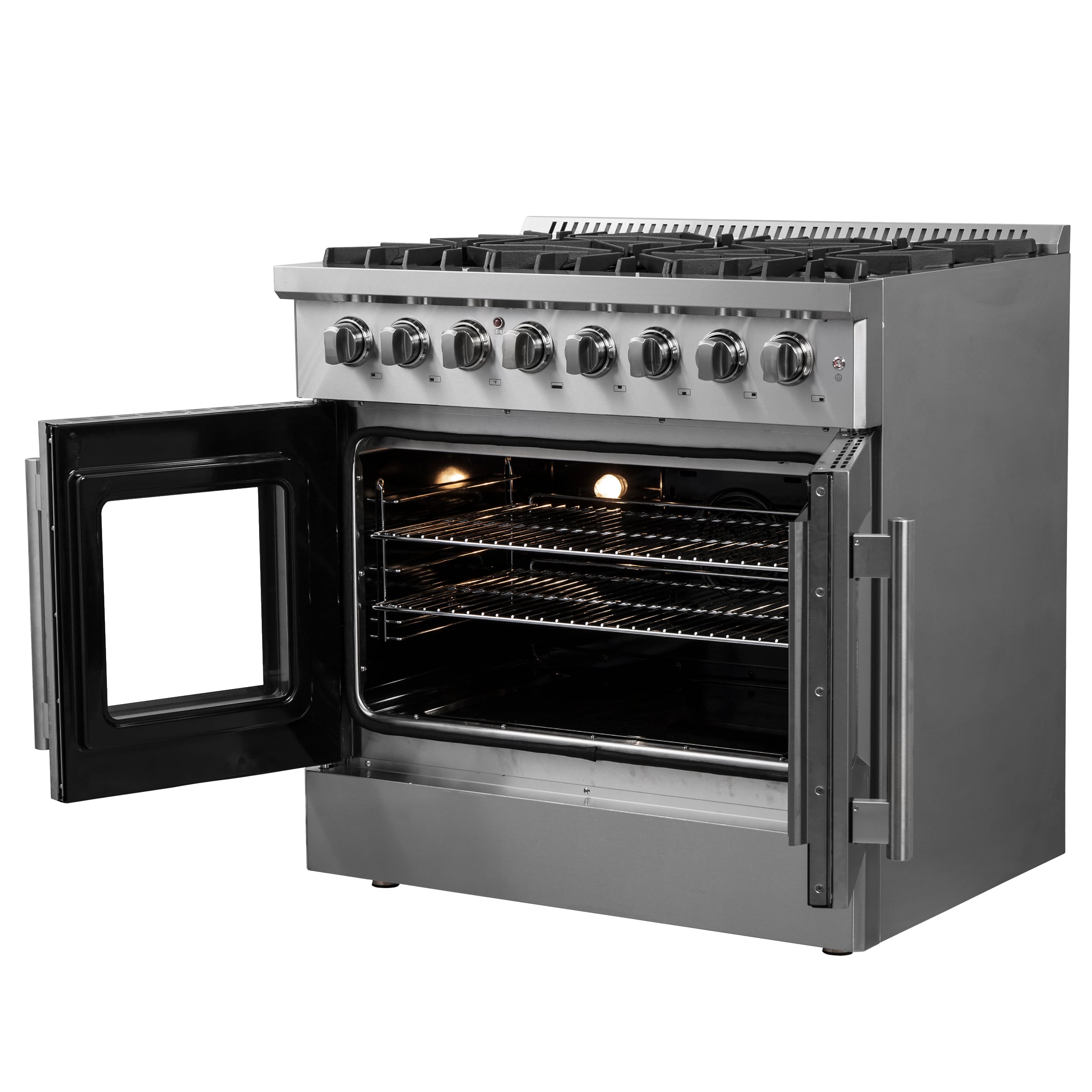 FORNO Galiano Titanium French Door 36-in Standard 6 Burners Freestanding  Dual Fuel Range (Stainless Steel) in the Single Oven Dual Fuel Ranges  department at