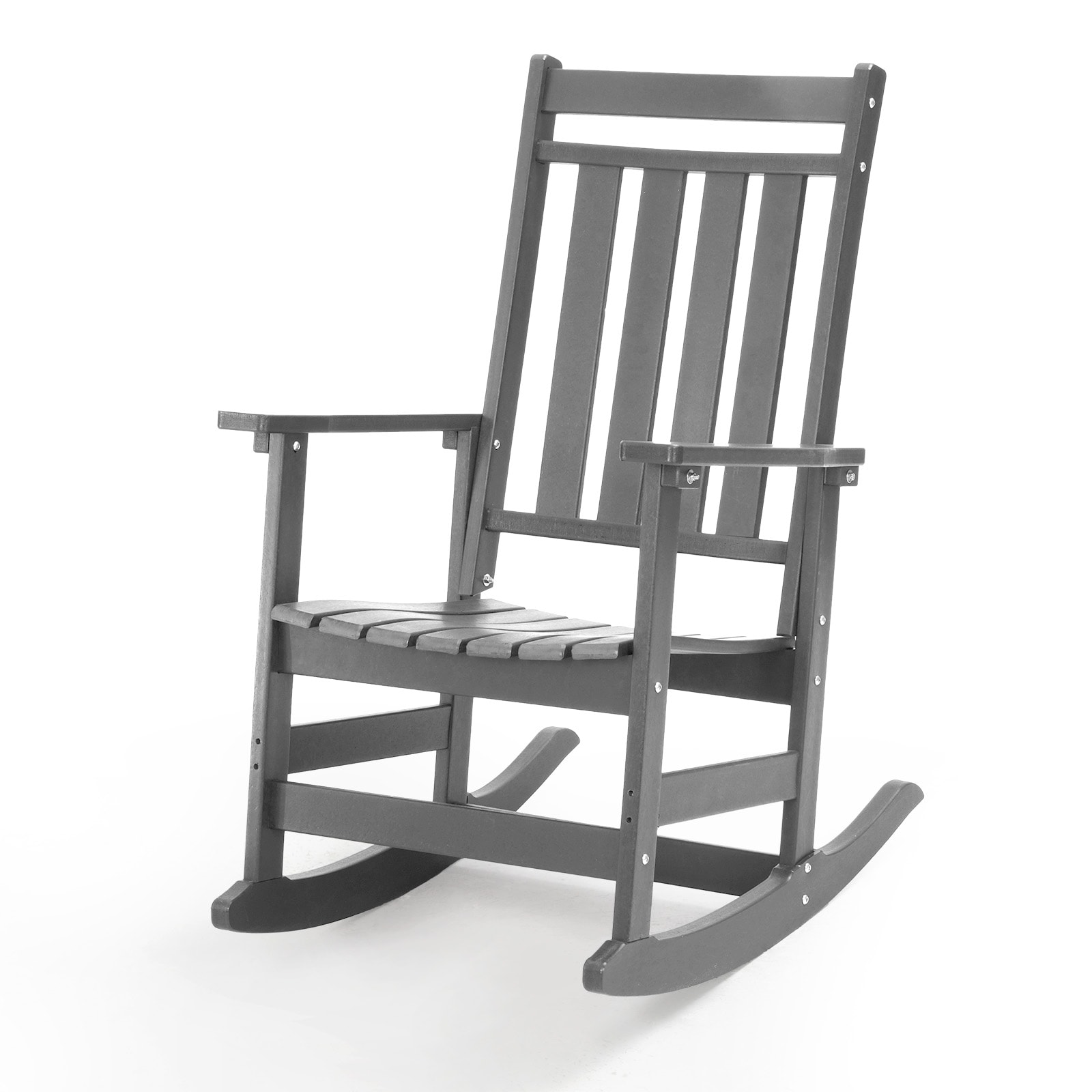 GARSING RC-GREY Rocking Chair Gray HDPE Frame Stationary Rocking Chair with Slat Seat