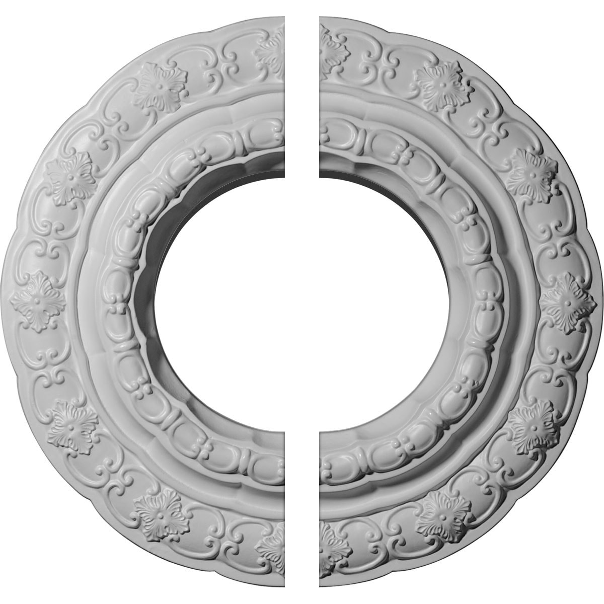 Ekena Millwork CM15LI2 Lisbon 15.375-Inches W x 15.375-Inches L Traditional White Urethane Split Ceiling Medallion