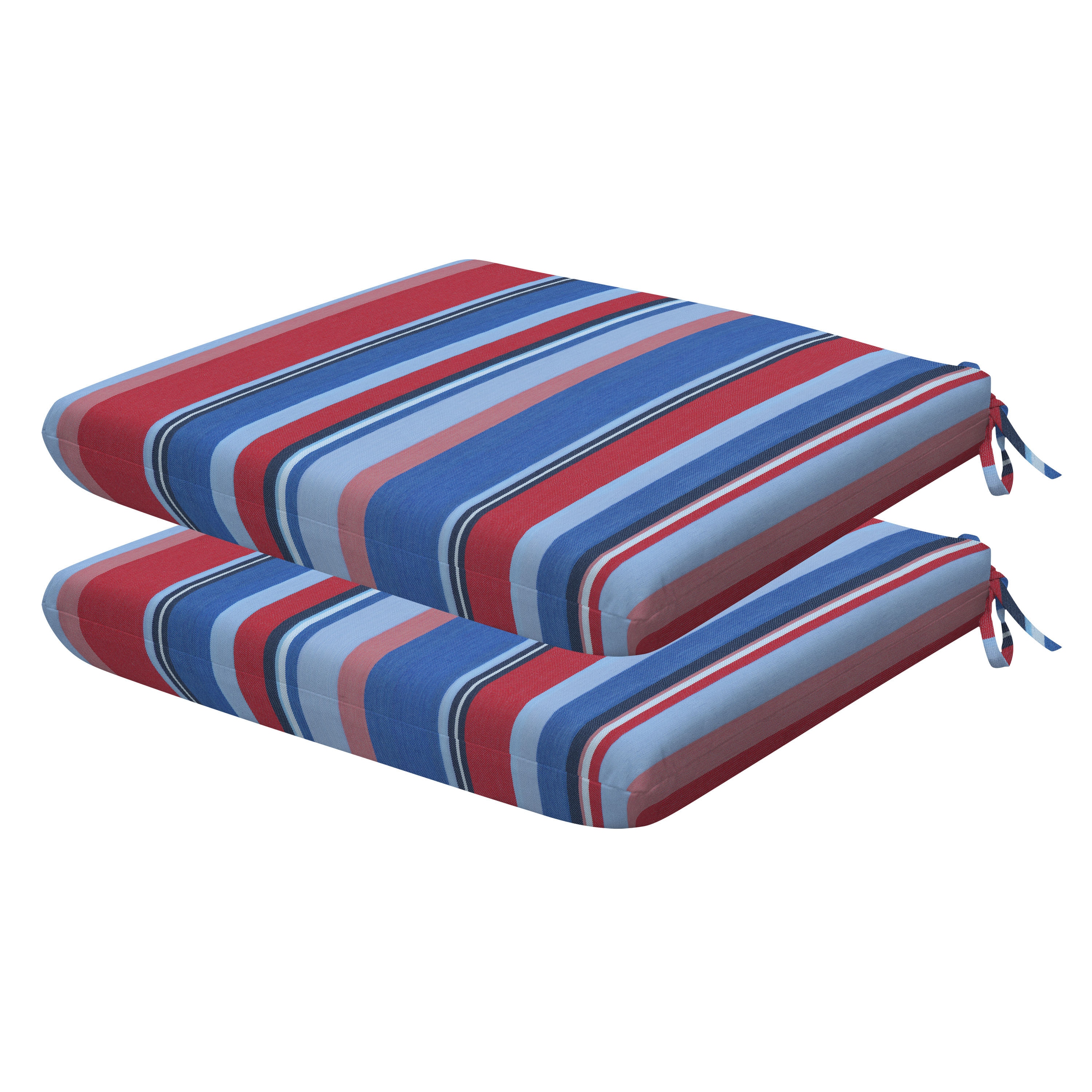 3i Products 21313S-201A166 17.5-in x 18-in 2 -Piece Stripe Blue Red Patio chair cushion
