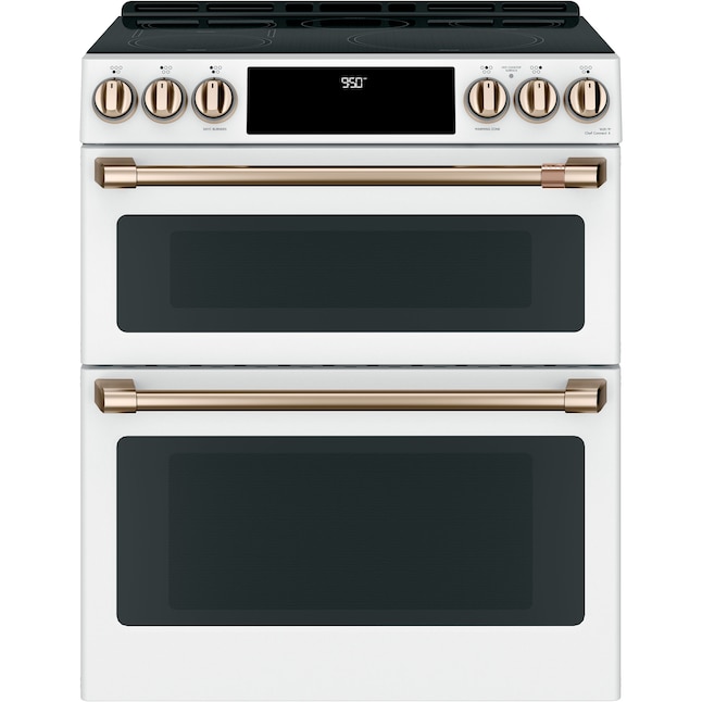 Cafe 30-in 5 Elements Self-cleaning and Steam Cleaning Air Fry Convection  Oven Slide-in Double Oven Induction Range (Matte White) at Lowes.com