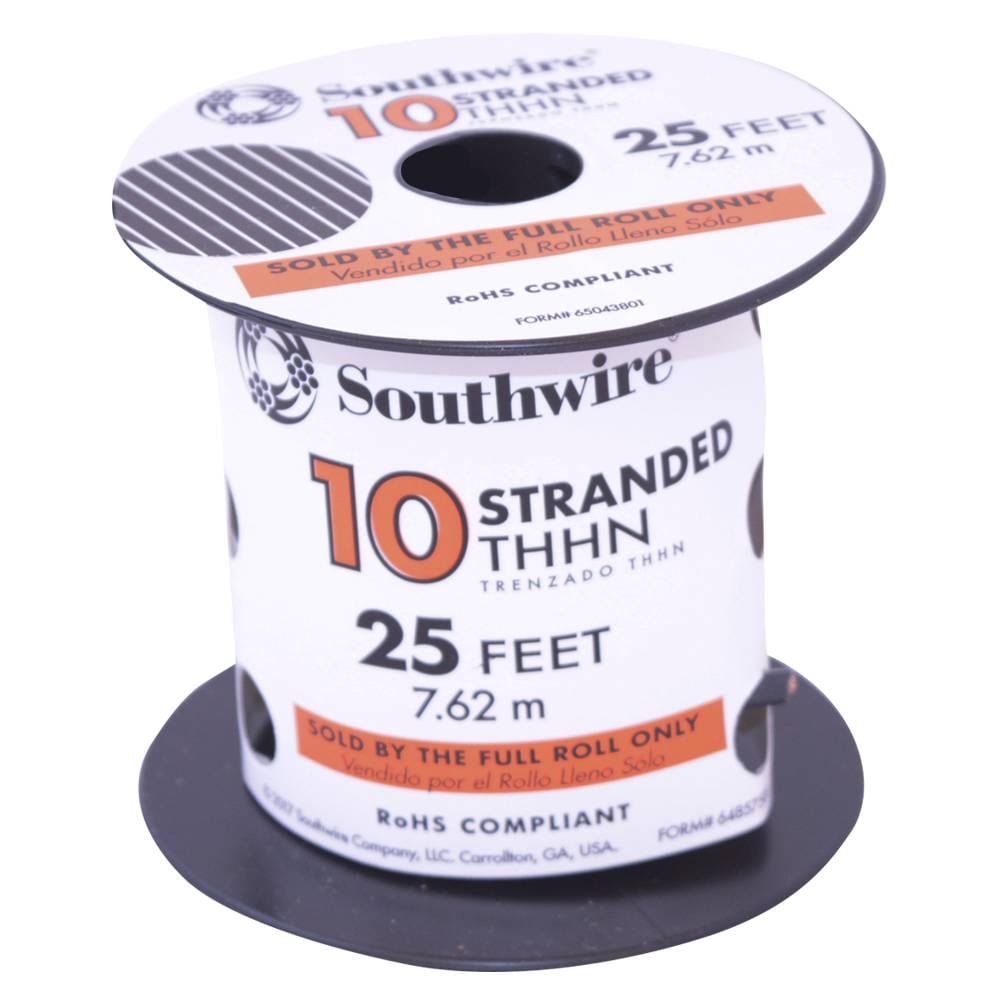 Southwire 22973285 SIMpull 25-ft 10 -AWG Black Stranded Copper THHN wire ( by-the-roll )