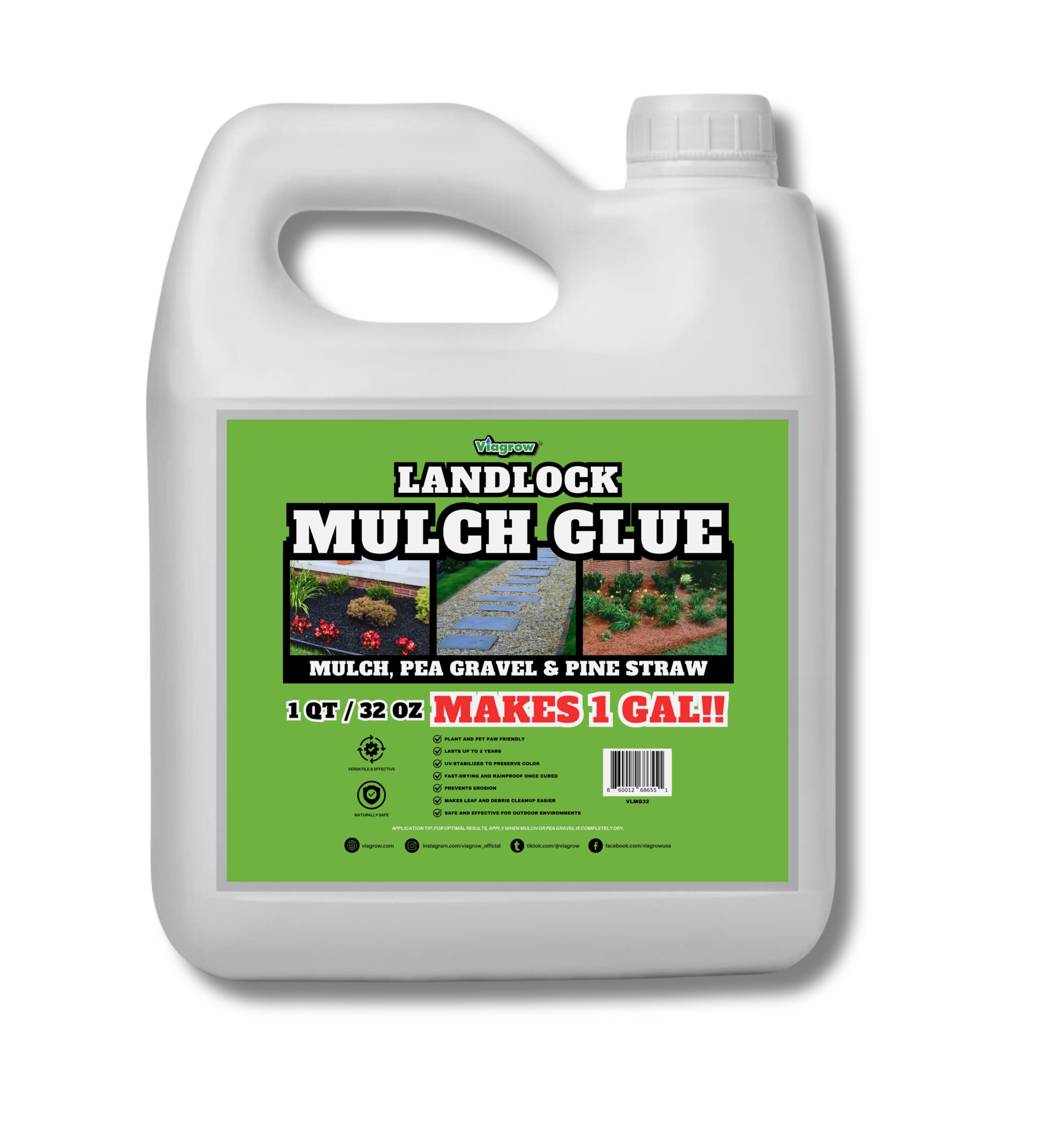 Viagrow Landlock Mulch Glue 32 Ounce(s) White Mulch Dye