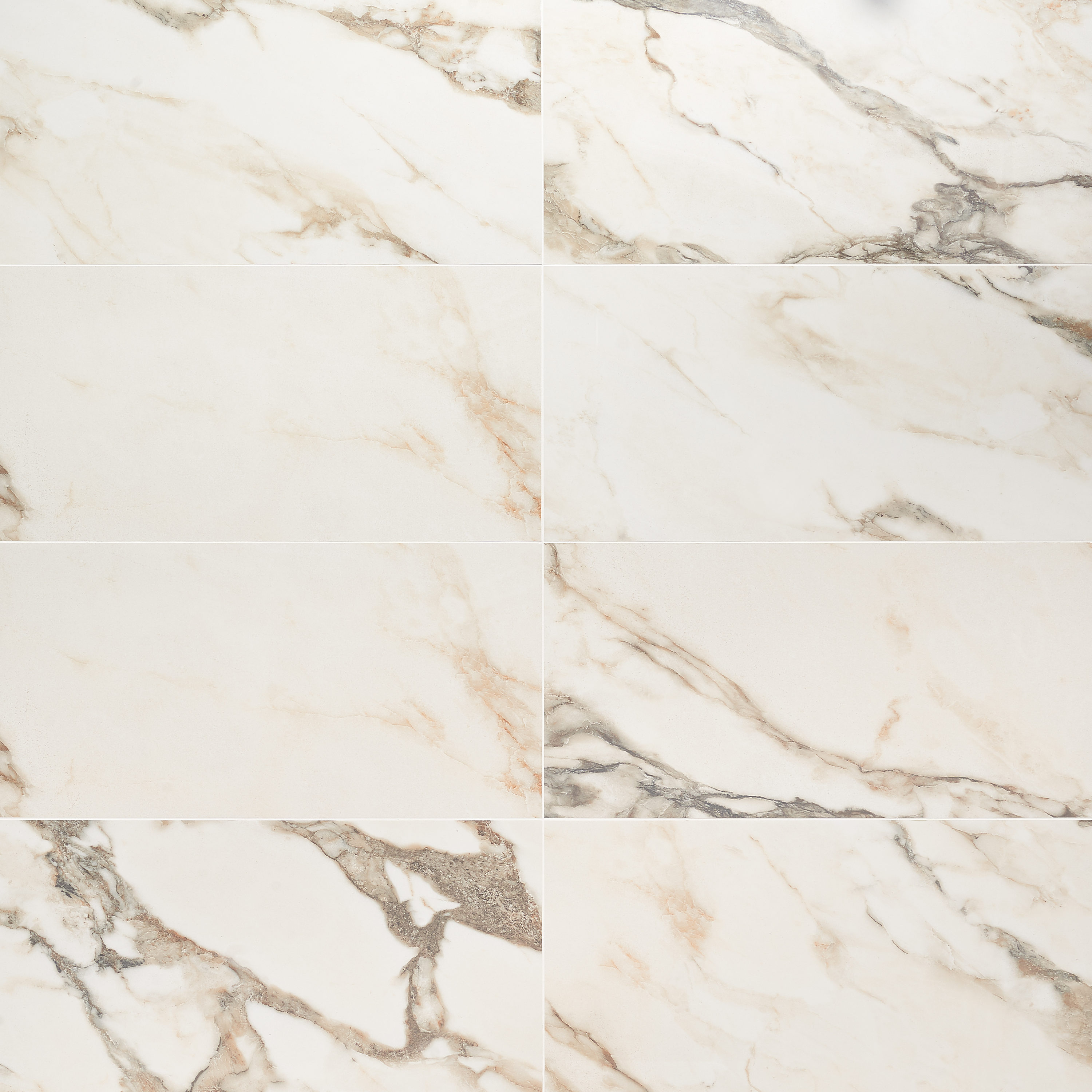 Calacatta Rustico 12" x 24" Polished Marble Look Porcelain Tile