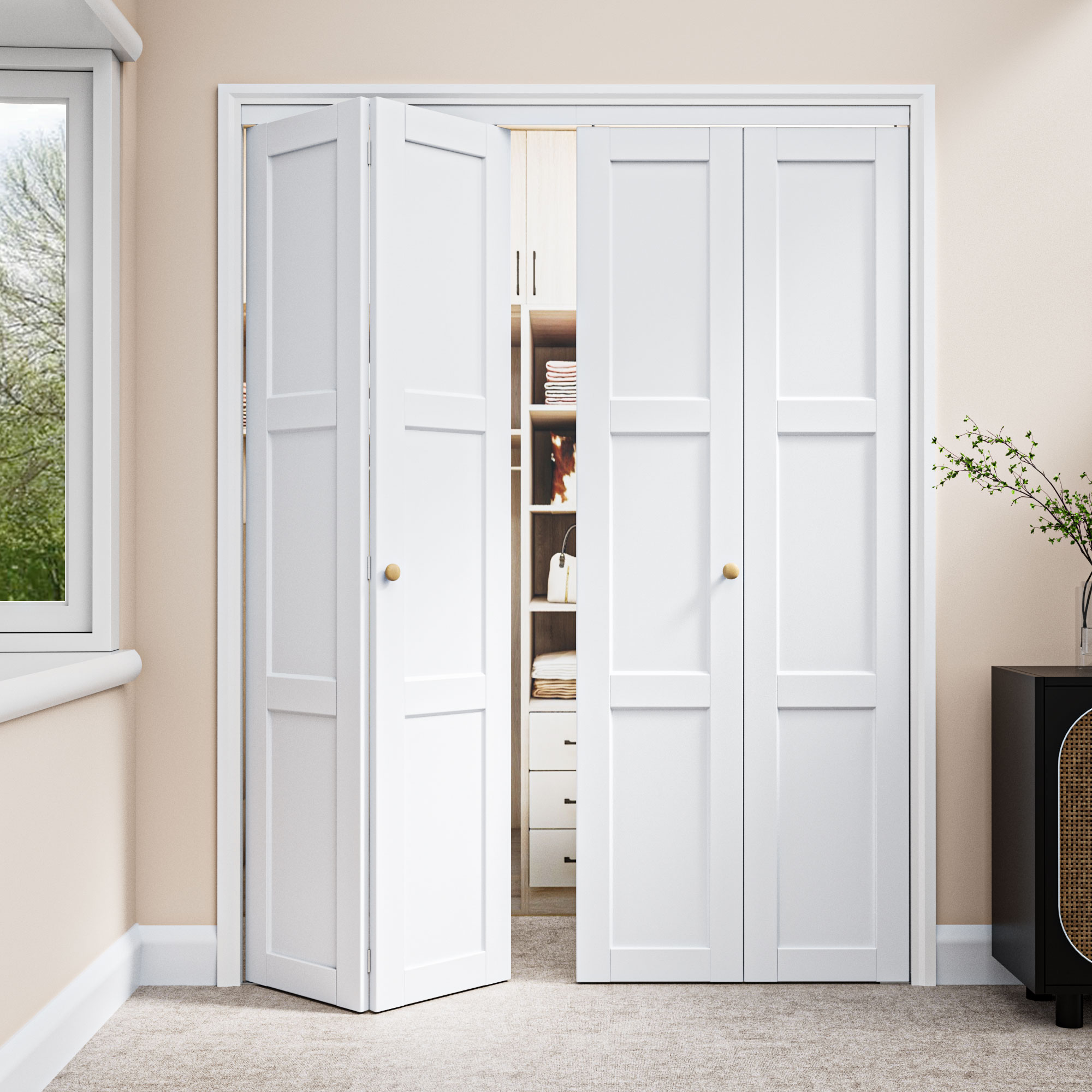 JUJUBON IN-BIWT-BF-XB-3L-60 Bifold-Sliding-Closet-Doors - View #3