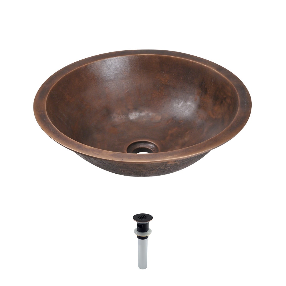 MR Direct Dual-Mount Bathroom Sink in Copper with Grid Drain in Antique Bronze
