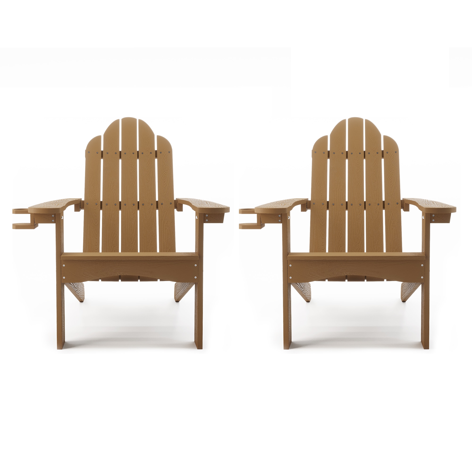LUE BONA 2LB21CH0018-400LS The Adirondack Set of 2 Brown Plastic Frame Stationary Adirondack Chair with Brown Slat Seat