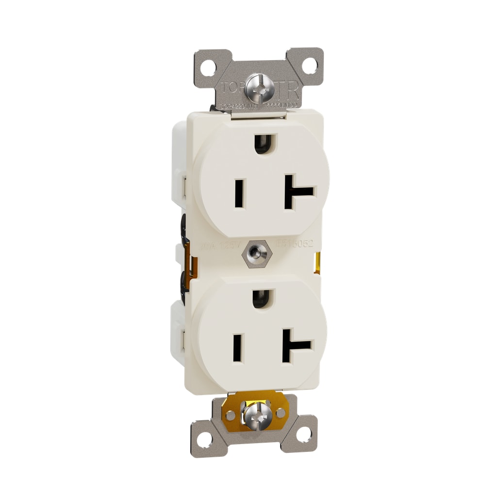 Square D SQR42201LA X Series 20 -Amp 125-volt Tamper Resistant Residential/Commercial Duplex Outlet , Matte Light almond