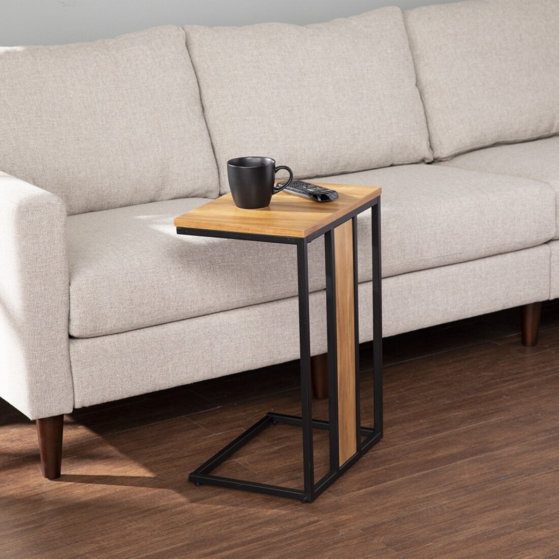 HomeRoots 4000402281 15.5-Inches W x 22.5-Inches H Black Wood veneer Rectangular Modern End Table Assembly Required