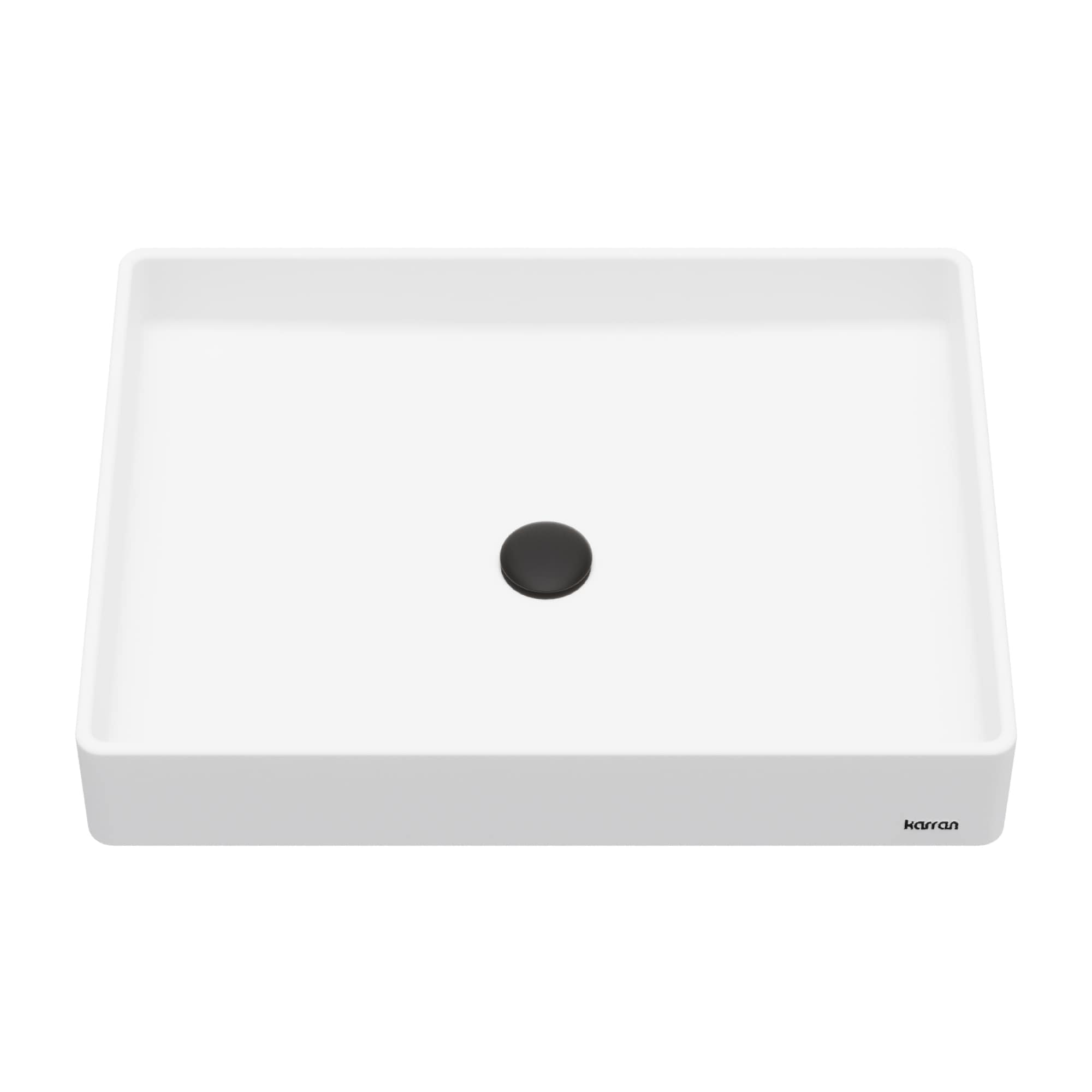 Karran SQS500WH Granite Vessel Rectangular Modern White Bathroom Sink ( 23.63-in x 17.75-in )