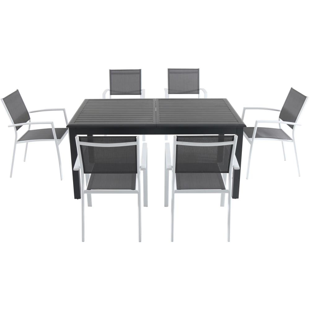 Hanover CAMDN7PC-WHT Cameron 7-Piece Gray Patio Dining Set with Gray