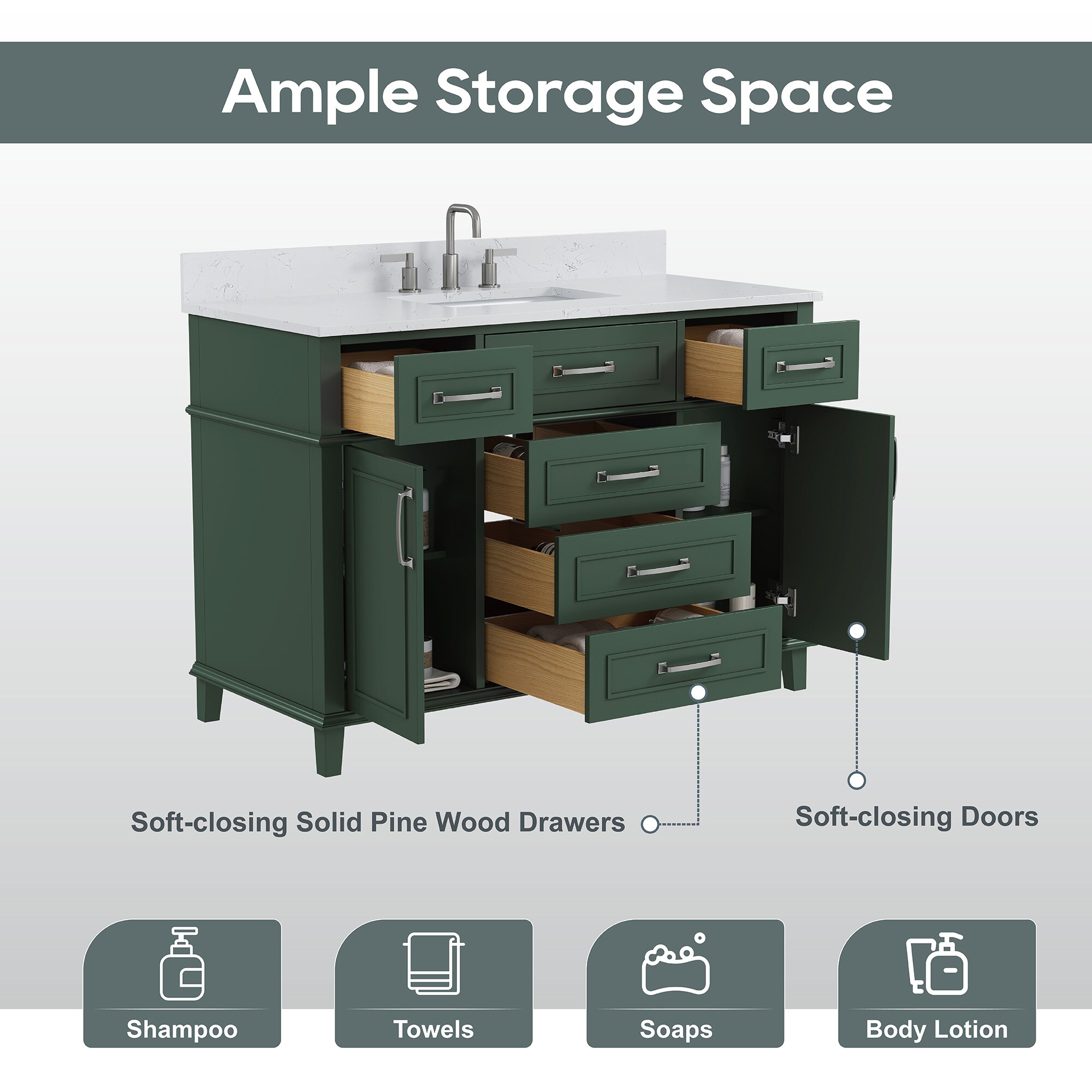DELUXE LIVING V24026-48SG Bath-Vanity-Combo - View #11