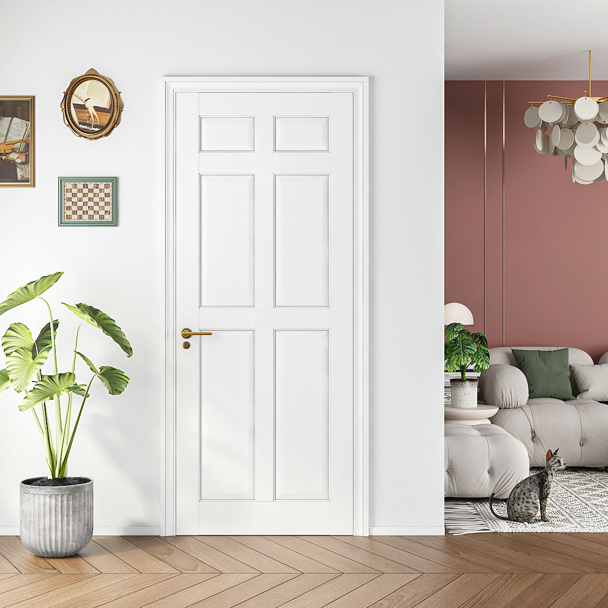 RITSU 30 in x 80 in 6-Panel Primed Solid Core MDF Interior Slab Door ...