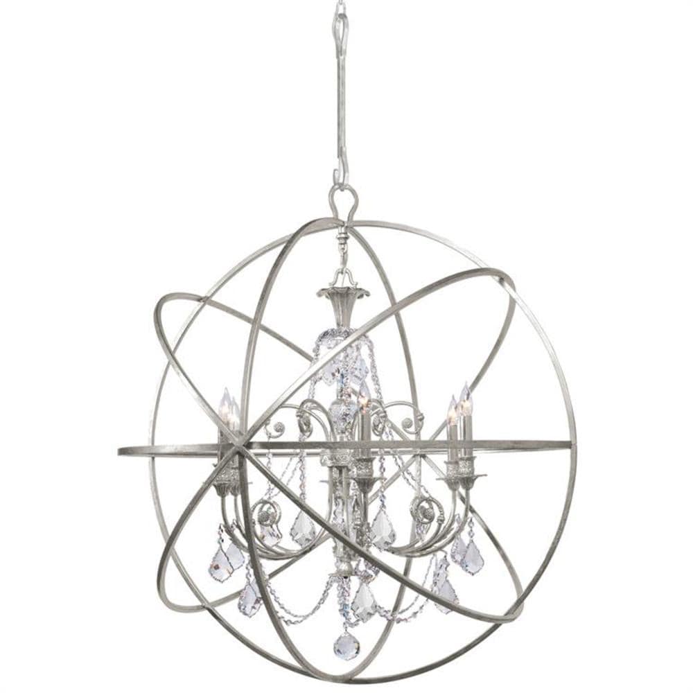 Crystorama 9219-OS-CL-MWP Solaris Brushed Steel Transitional Crystal For Use in Bathrooms, Foyers, Kitchens, Chandelier