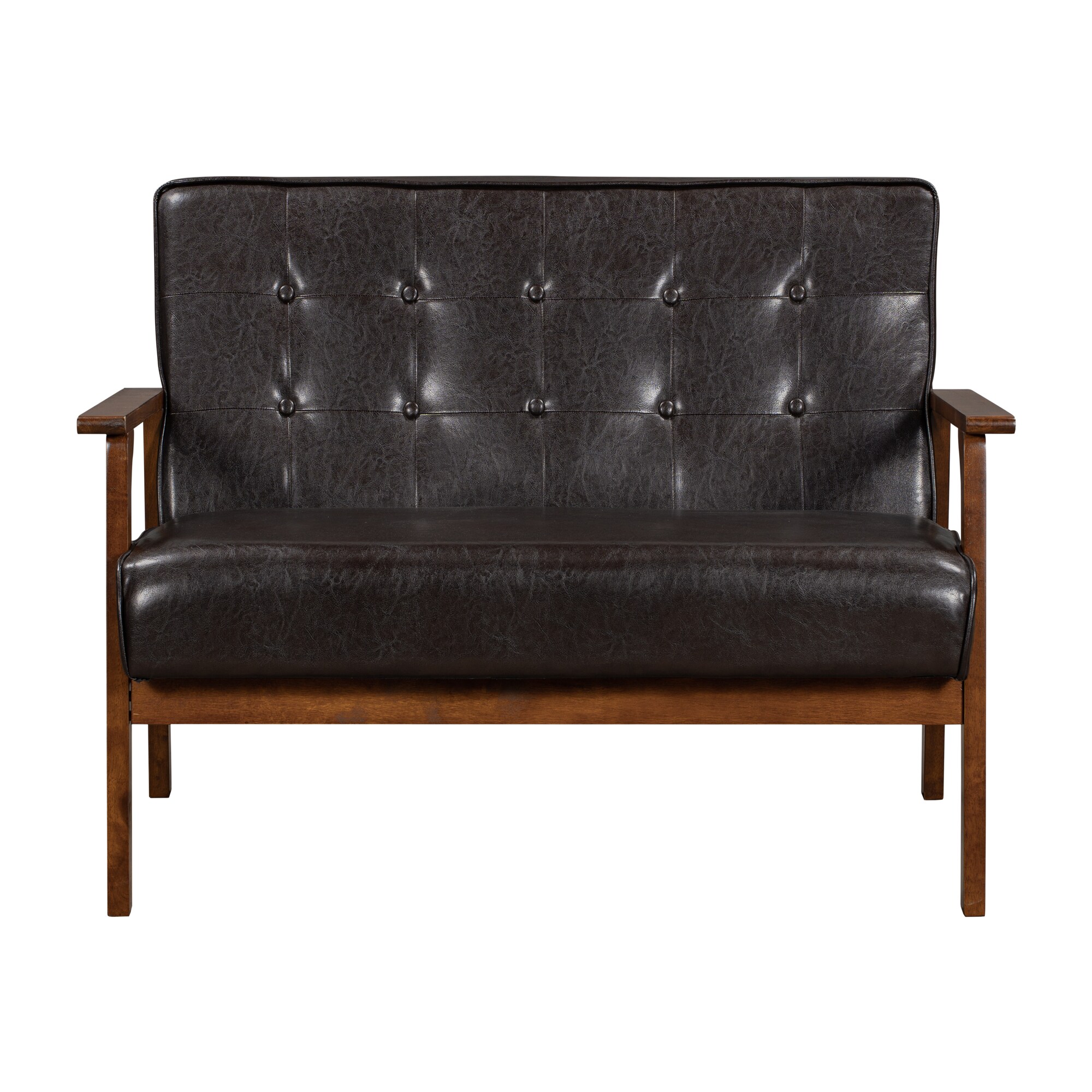 Pouuin SFZ655DS 42.5-in Casual Dark Brown Elegant Simple Style Sofa Wool 2-seater Loveseat
