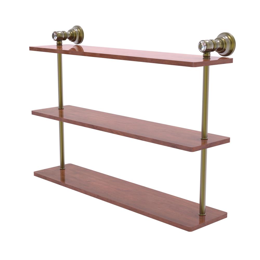 Allied Brass CC-5-22-IRW-ABR Carolina Crystal Antique Brass 3 -Tier Wall mount Bathroom Shelf ( 22-in x 16-in x 5-in )