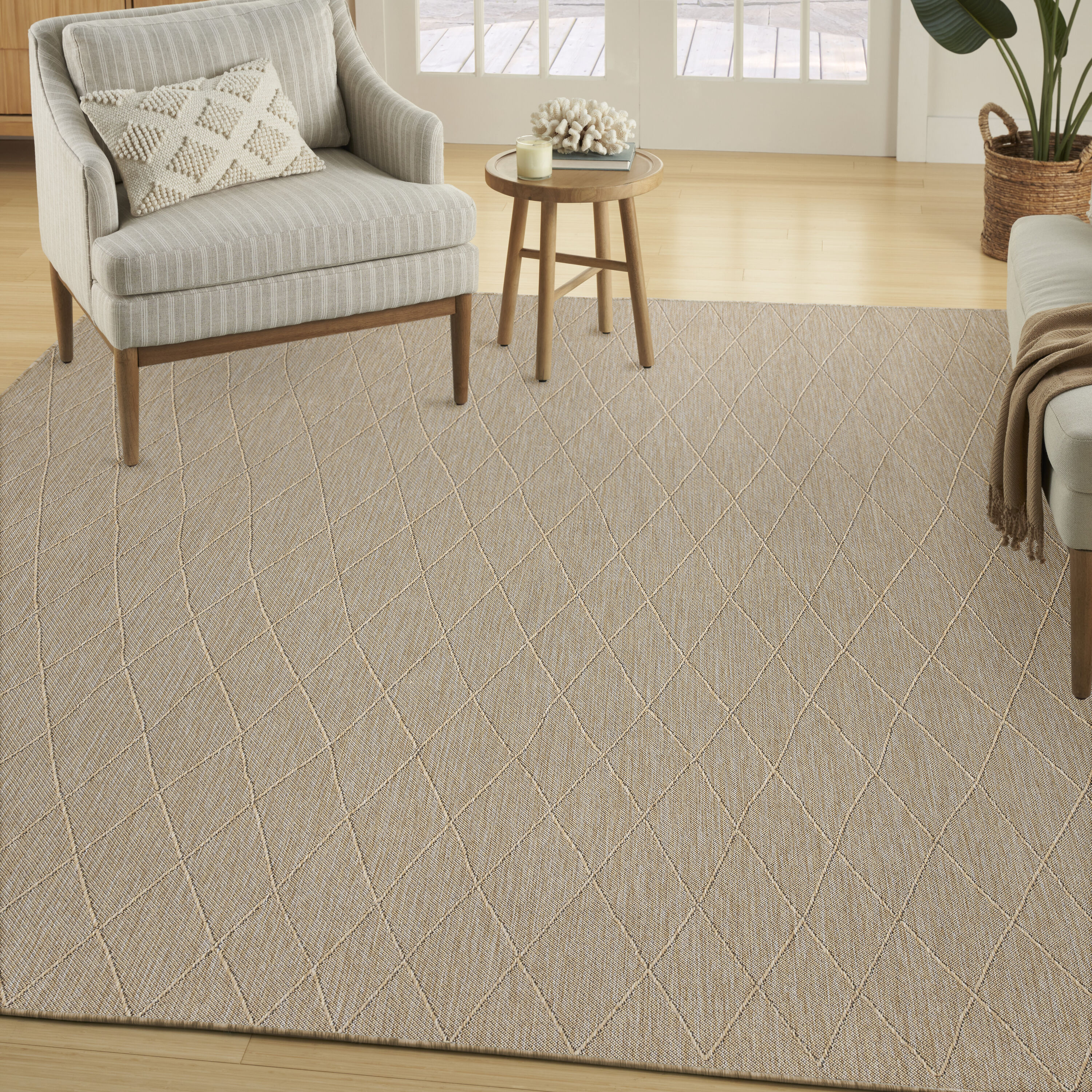 Nourison Home 099446940131 10 x 14 (ft) Loomed Polypropylene Natural Rectangular Indoor/Outdoor Geometric Machine washable Area rug