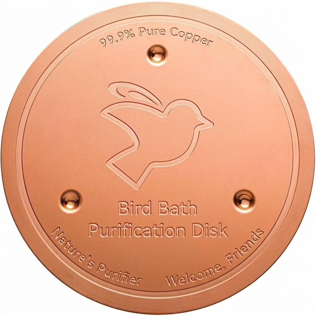 ITOPFOX  Bird Bath Copper Disk 0 6mm Thick Pure Copper Water Cleaner for Outdoor Birdbaths Universal Fit Nonmetal Basins All Season Physical