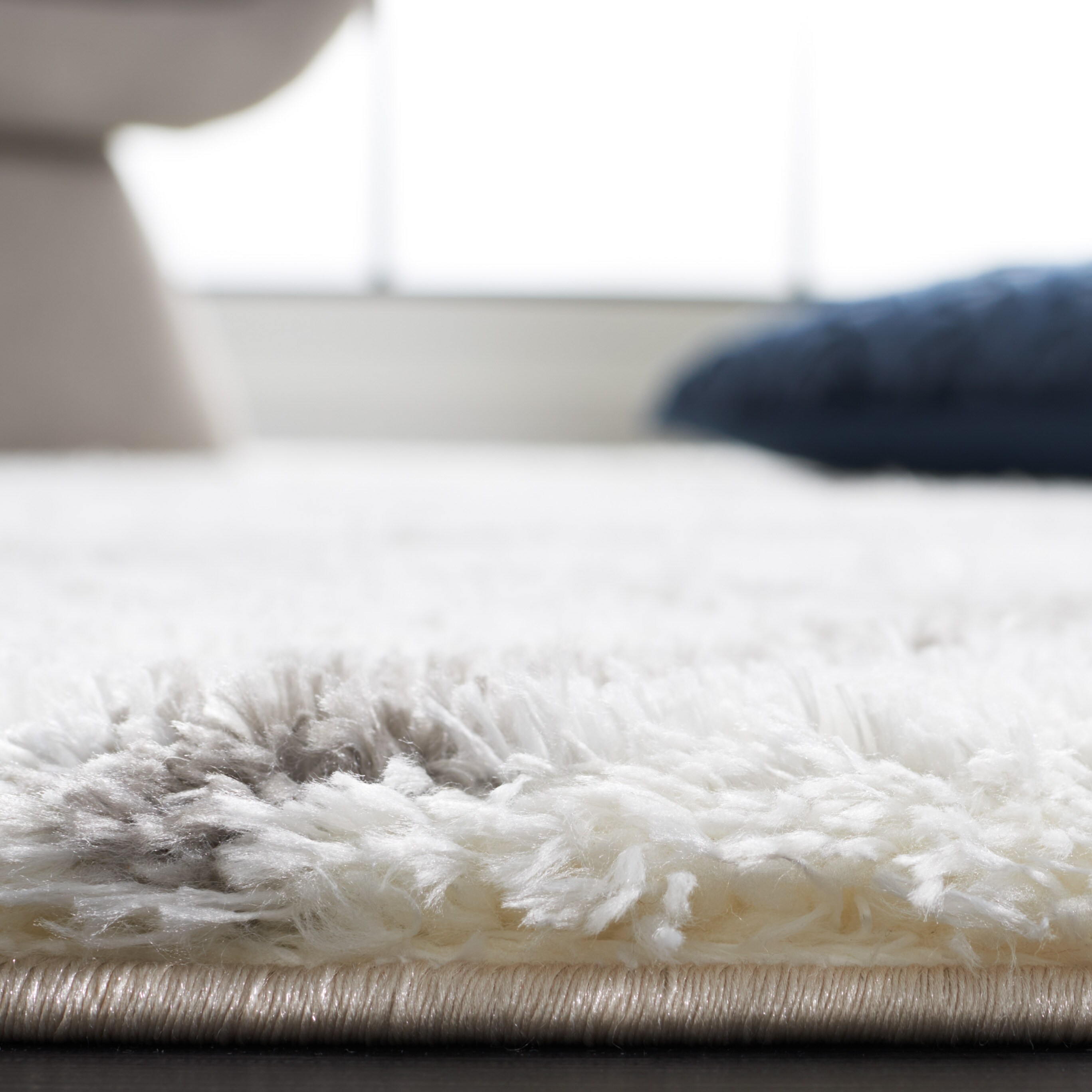 Tahoe Gray and White Geometric Shag Area Rug