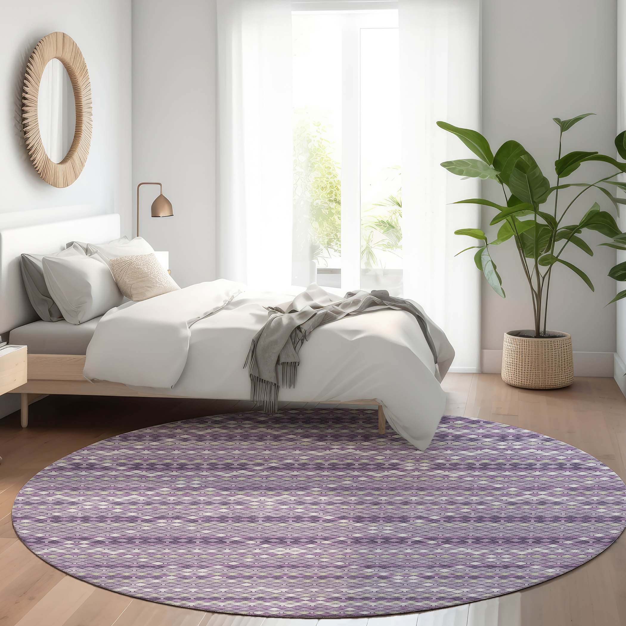 Addison Rugs ACN1439PP8RO Chantille ACN1439PP 8 x 8 (ft) Polyester Purple Round Indoor/Outdoor Geometric Machine washable Area rug