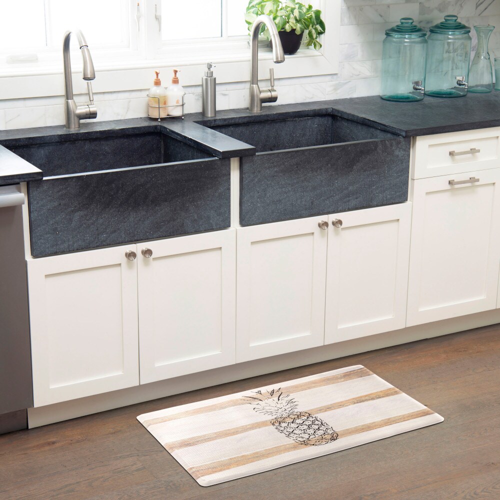 Beige and Black Pineapple Anti-Fatigue Kitchen Mat 17.5"x30"