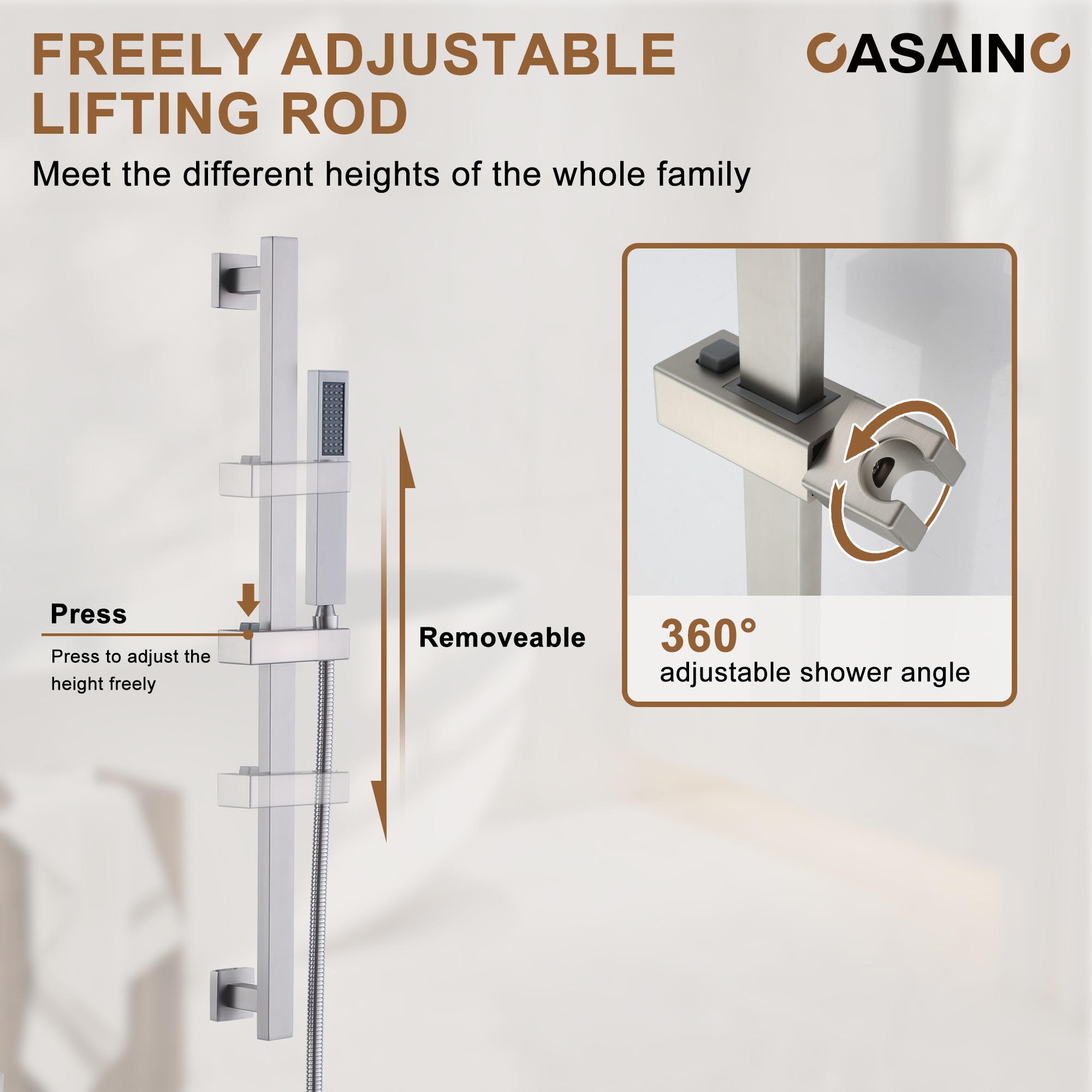 CASAINC KCHS0019-16BN Showerhead-Bar-Panels - View #7