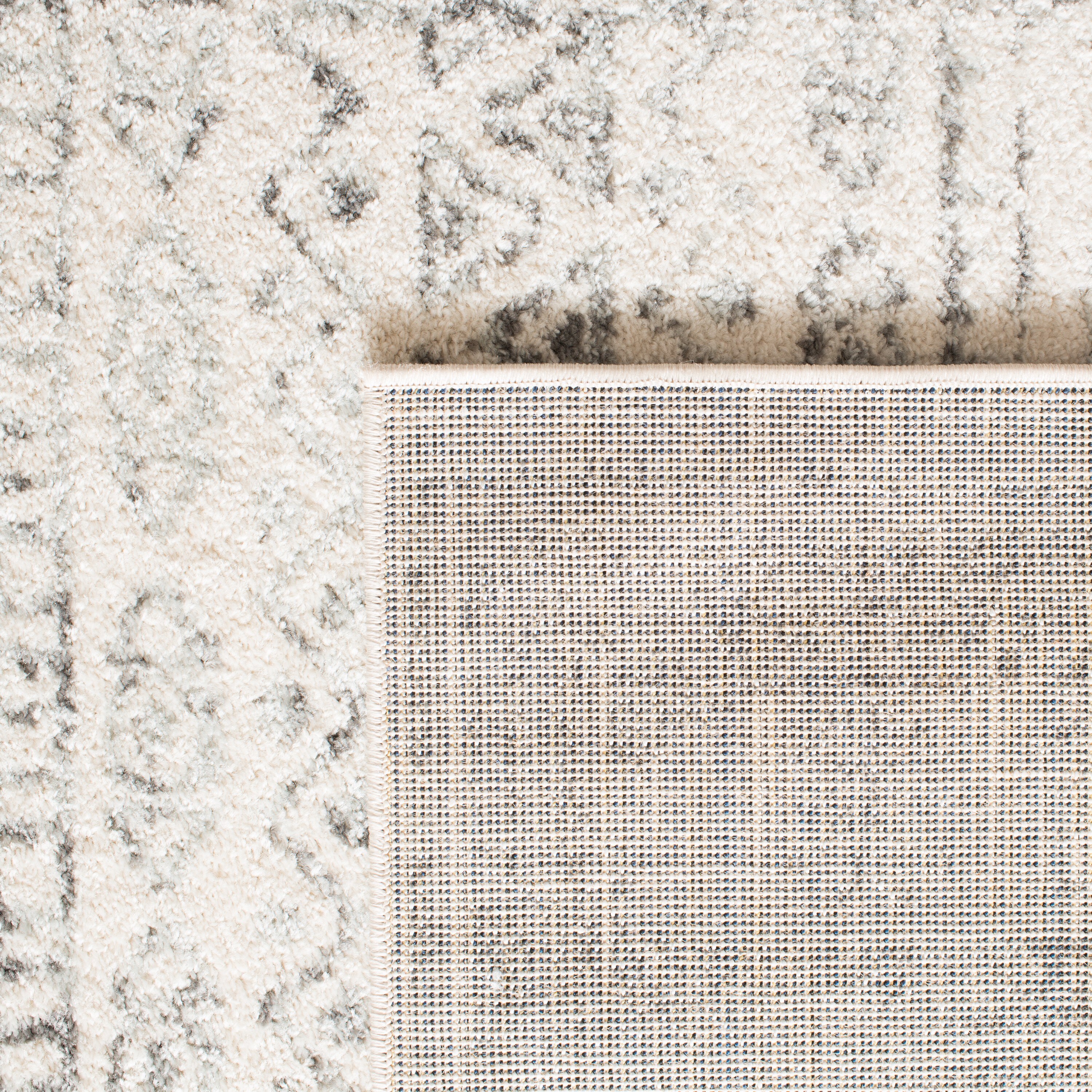 Ivory and Grey Synthetic 2' x 5' Hand-Knotted Easy Care Runner Rug
