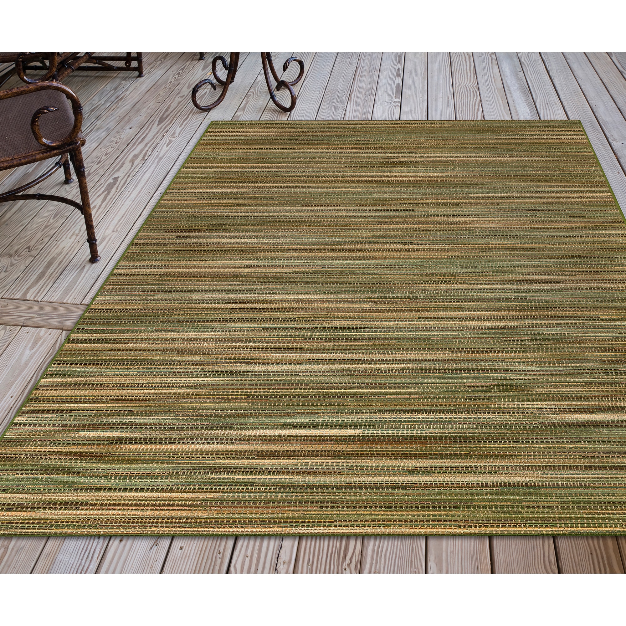 Liora Manne MNA58805206 Marina 5 x 8 (ft) Polypropylene Green Rectangular Indoor/Outdoor Stripe Area rug
