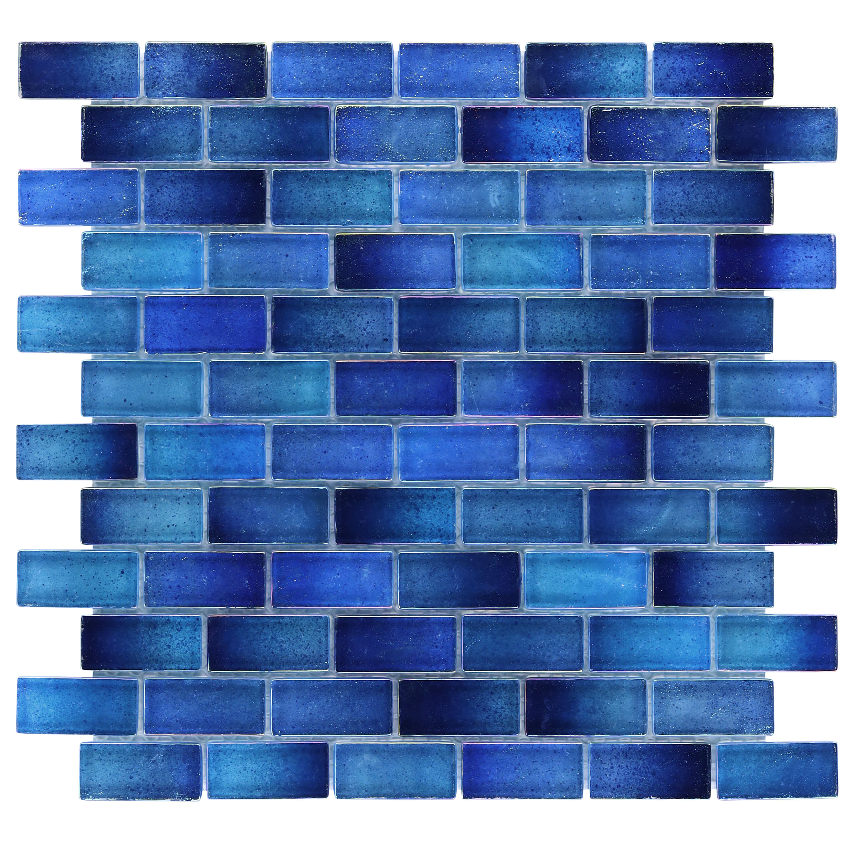Artmore Tile EXT3RD108666 Sample- Shallows Lagoon Blue 3-in x 6-in Polished Glass Patterned Wall Tile
