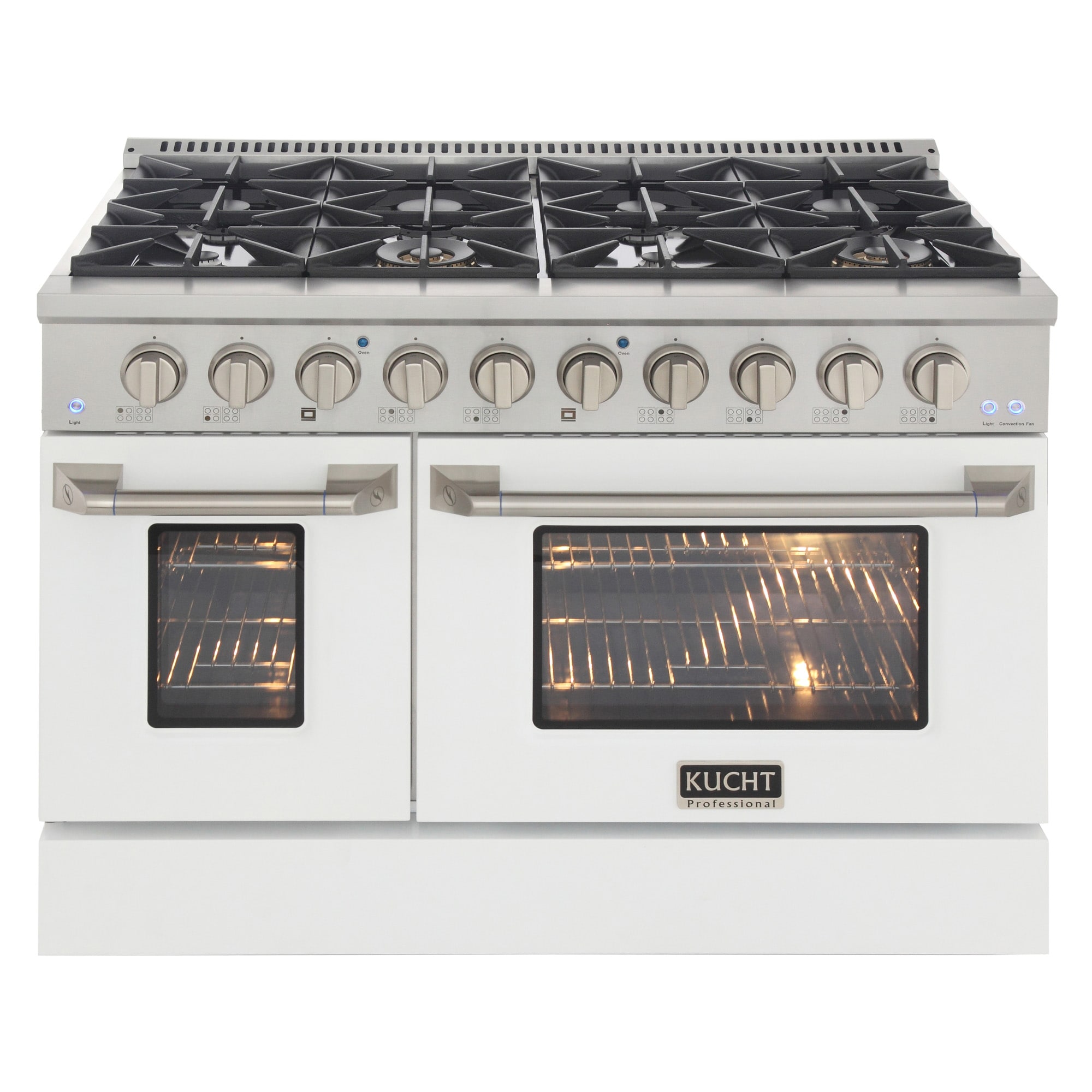 Kucht Professional 48 Stainless Steel Natural GAS Range in Silver/White - KNG481-W