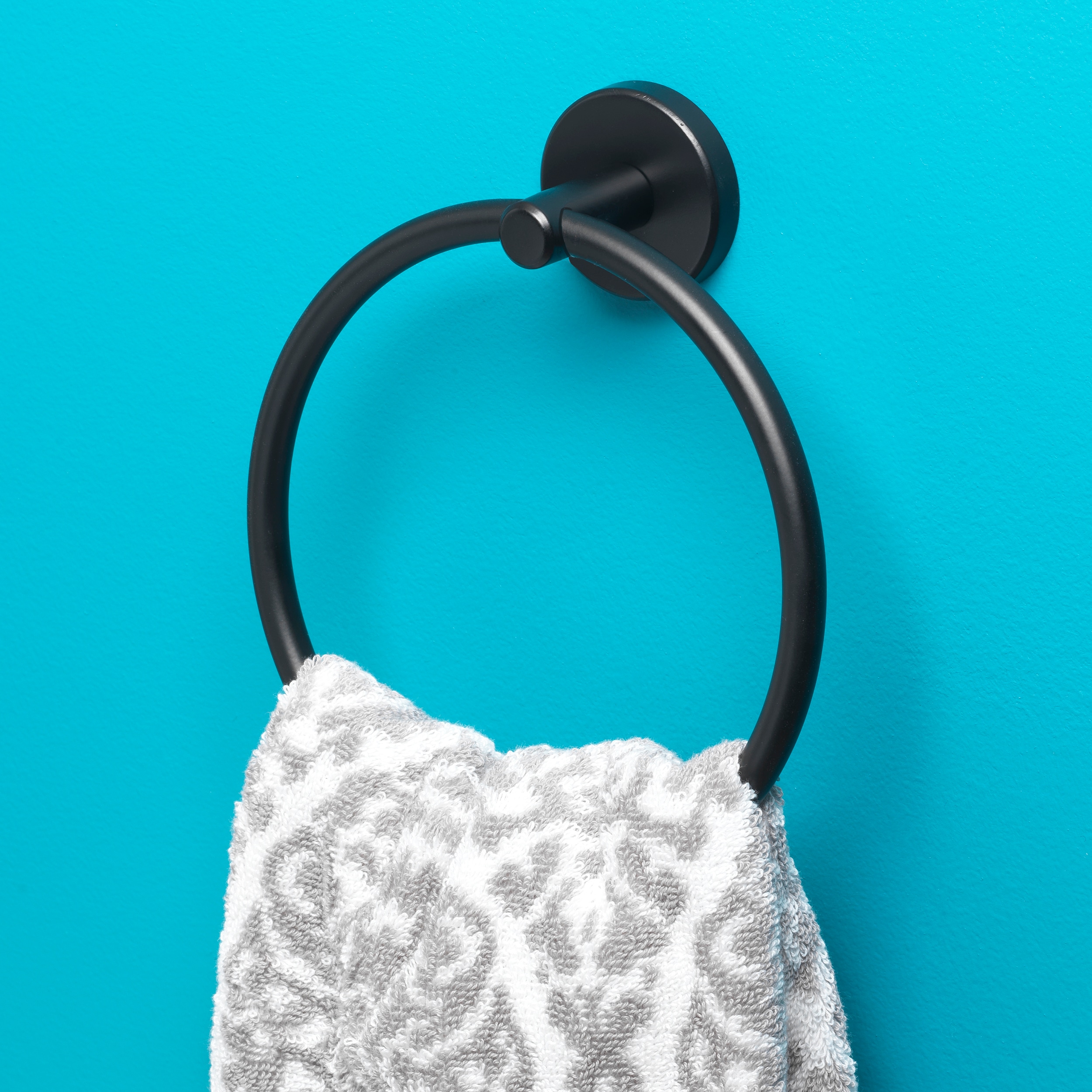 allen + roth Harlow Matte Black Single-Hook Wall Mount Towel Hook