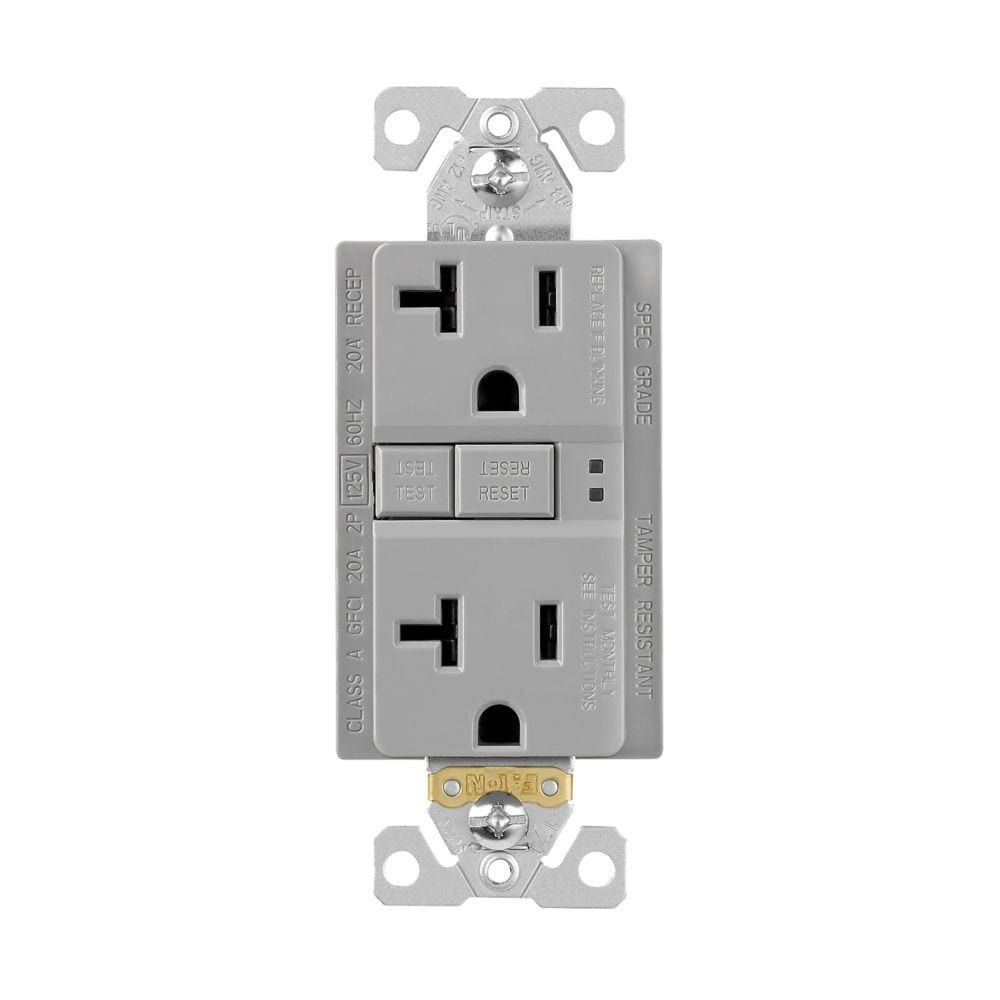 Eaton TRSGF20GY-BX-LW 20 -Amp 125-volt Tamper Resistant GFCI Residential Decorator Outlet , Gray