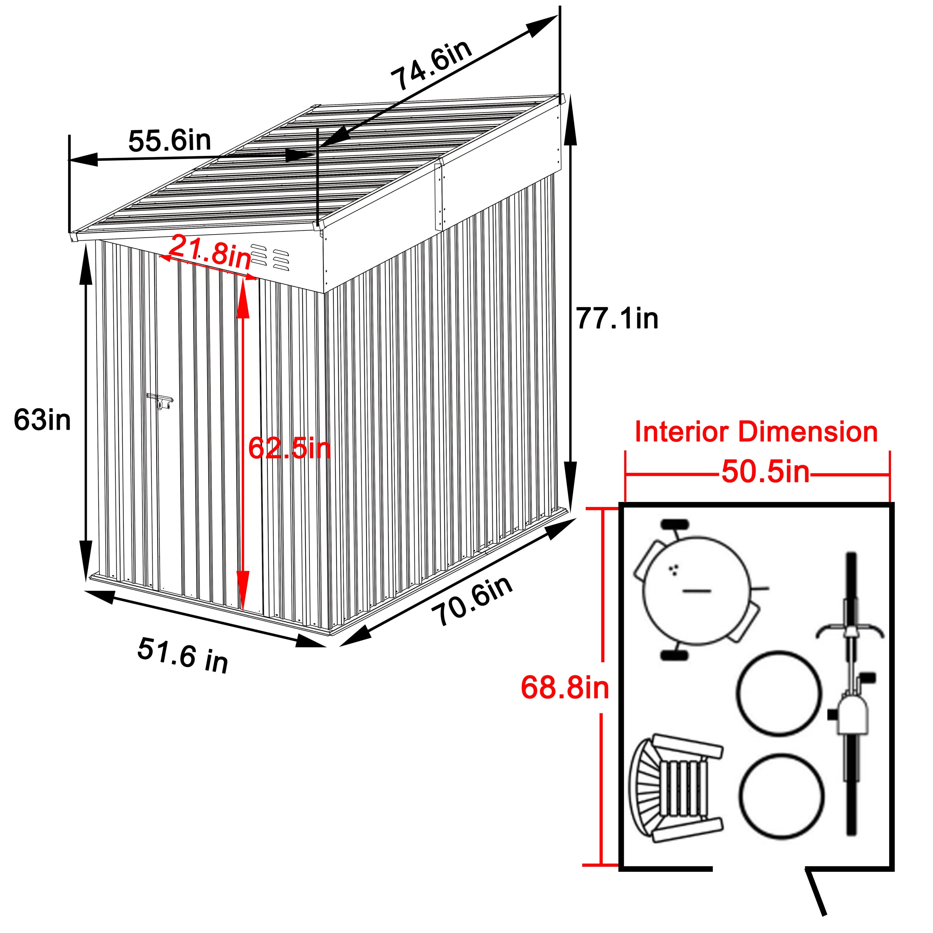 VEIKOUS PG0301-46-GE Metal-Storage-Buildings-Sheds - View #2