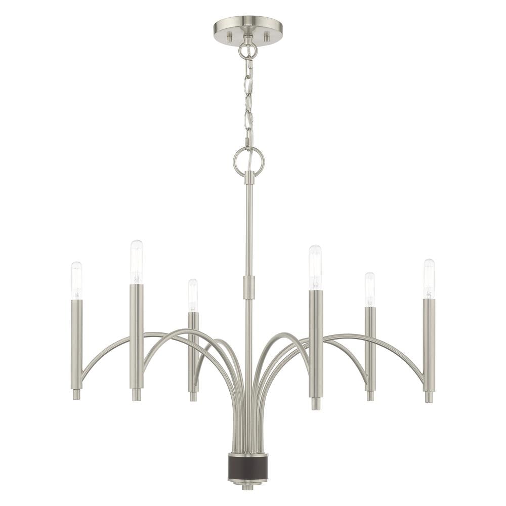 Livex Lighting 51336-91 Wisteria 6 -Light Brushed Nickel Mid-century For Use in Bathrooms, Bedrooms, Dining Rooms, Foyers, Kitchens, Living Rooms Chandelier