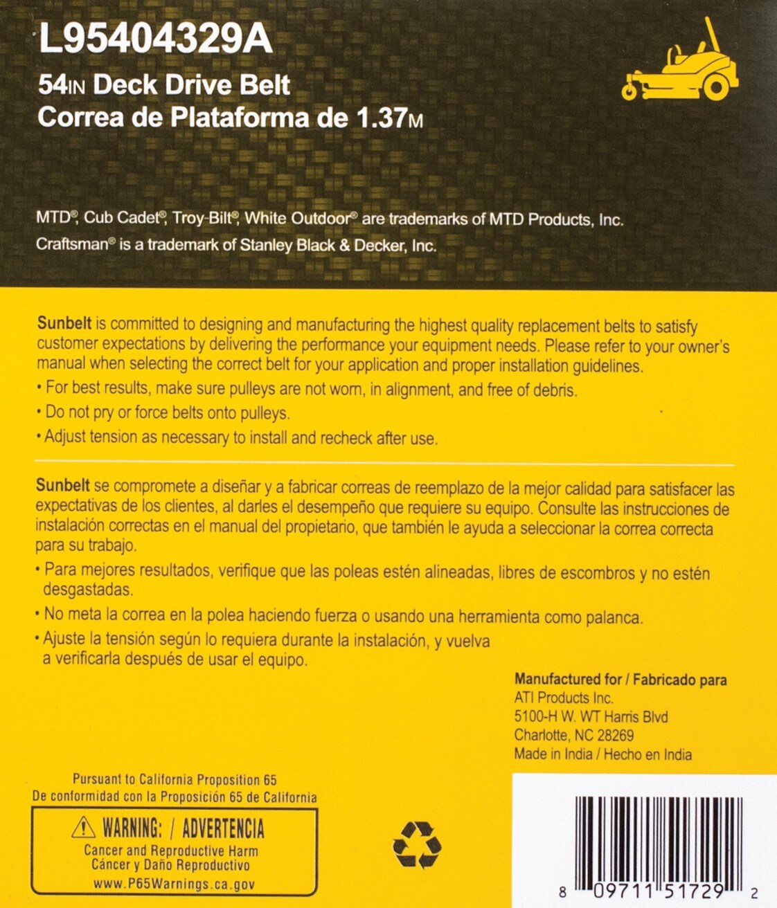 Sunbelt L95404329A Riding-Mower-Belts - View #6