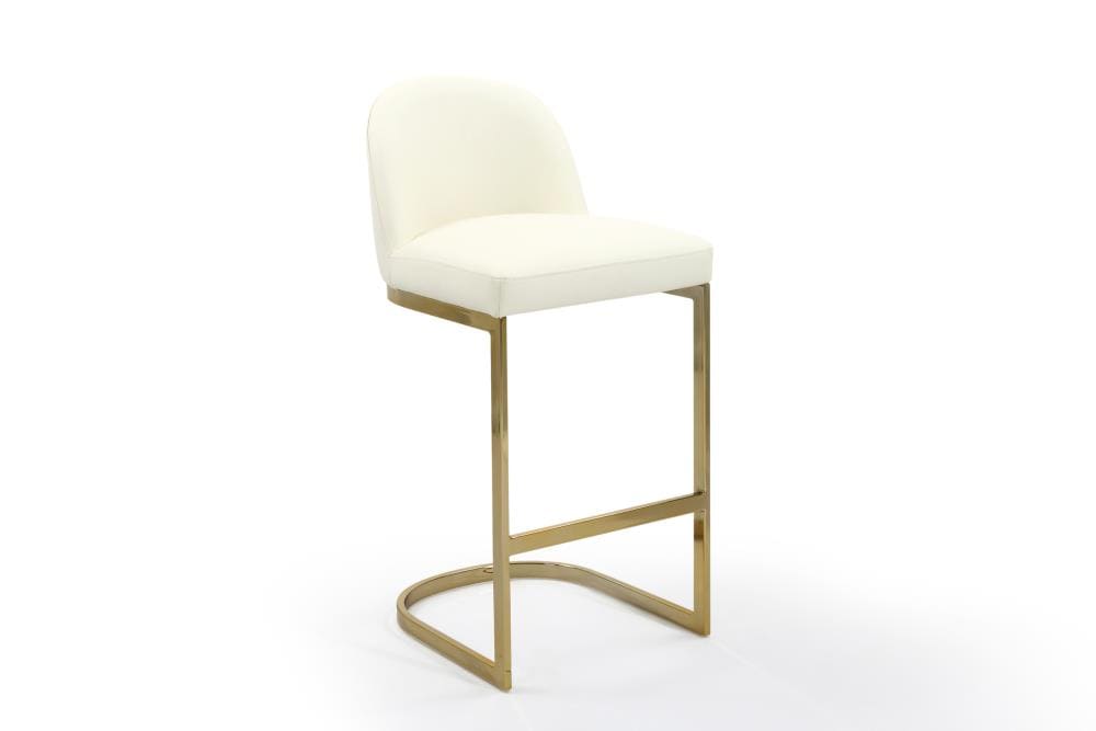 Chic Home Design FBS9477-LW Xander Cream Bar height Upholstered Wood Bar Stool Back