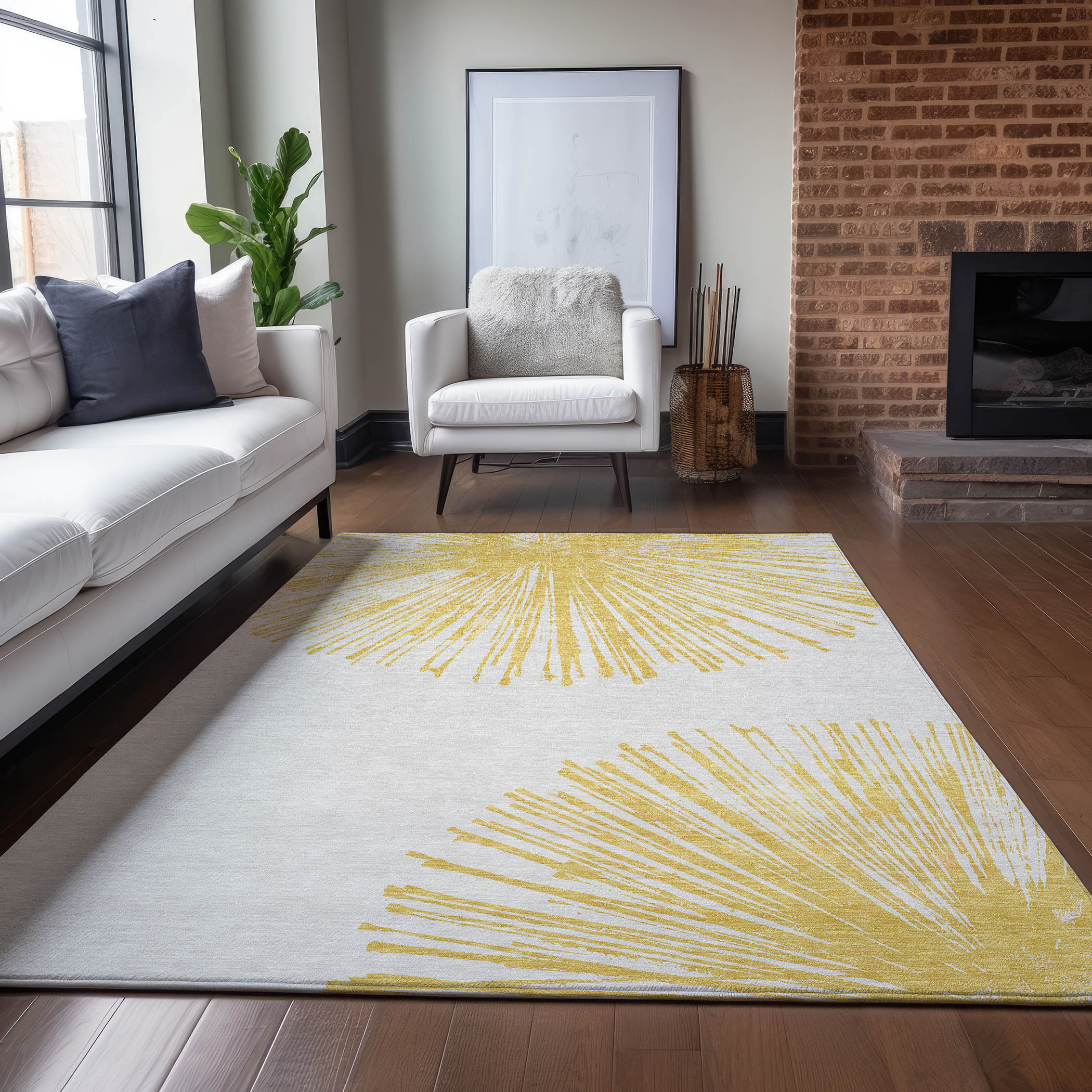 Addison Rugs ACN642GO3X5 Chantille ACN642GO 3 x 5 (ft) Polyester Gold Rectangular Indoor/Outdoor Geometric Machine washable Area rug