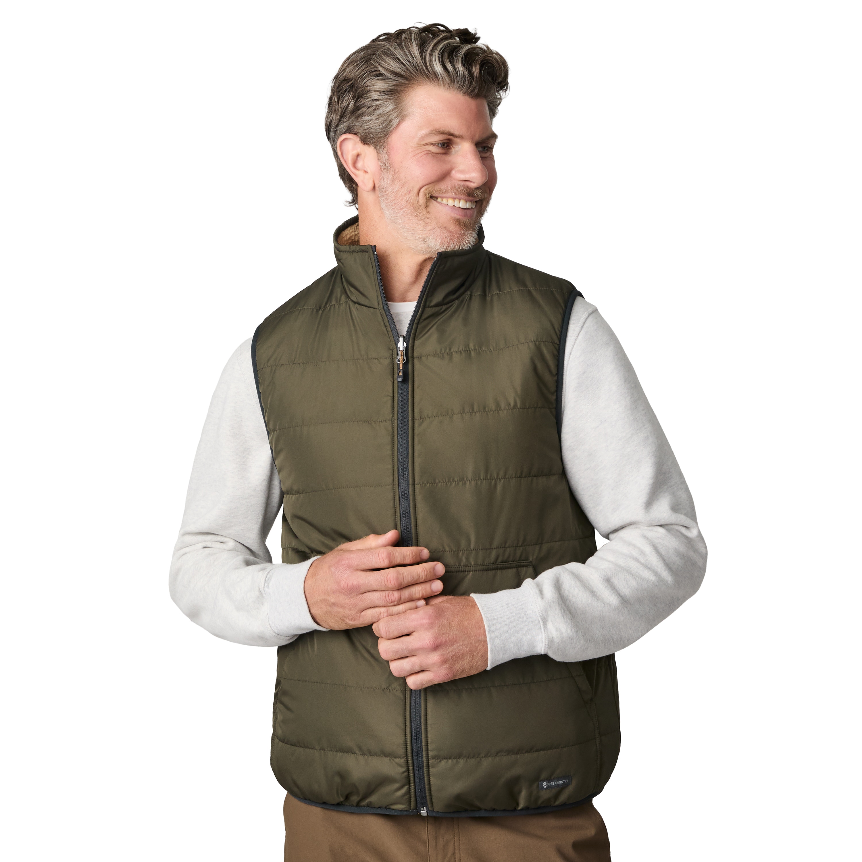 Free Country 197MOF5646 OLIVE L Atlas Men's Green Polyester Reversible Vest L