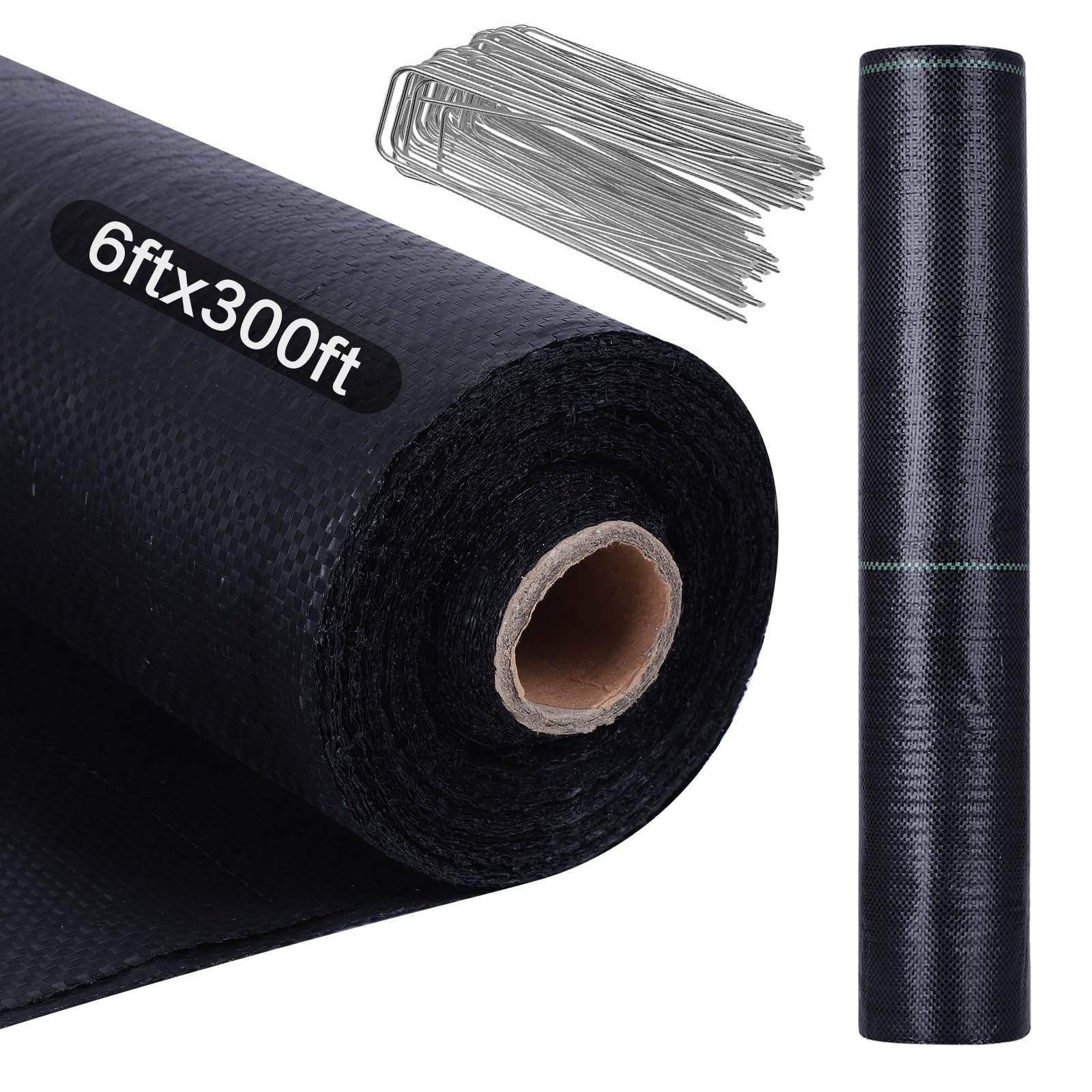 Lukvuzo  1 Roll 6FT x 300FT Extra Large Weed Barrier Landscape Fabric Heavy Duty Woven Ground Cover for Gardening Farming Landscaping