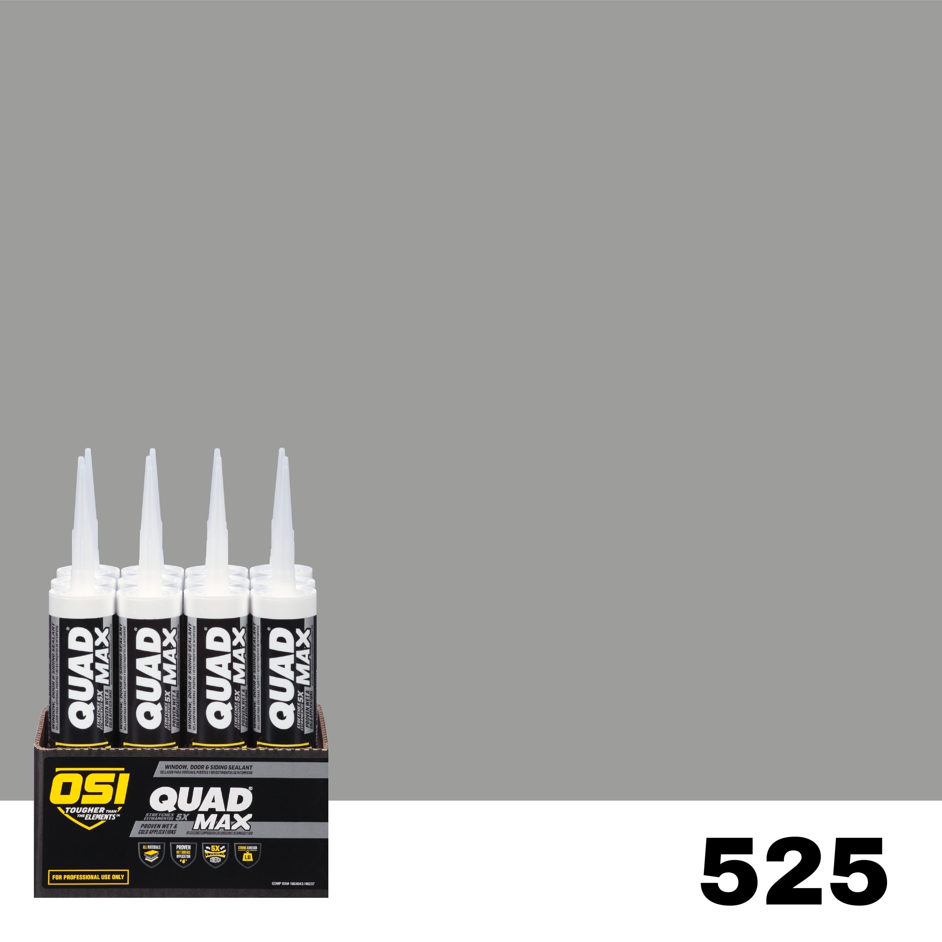 OSI 1869465 Quad Max 12 -Pack 9.5-oz Window door Gray 525 Paintable Advanced Sealant Caulk