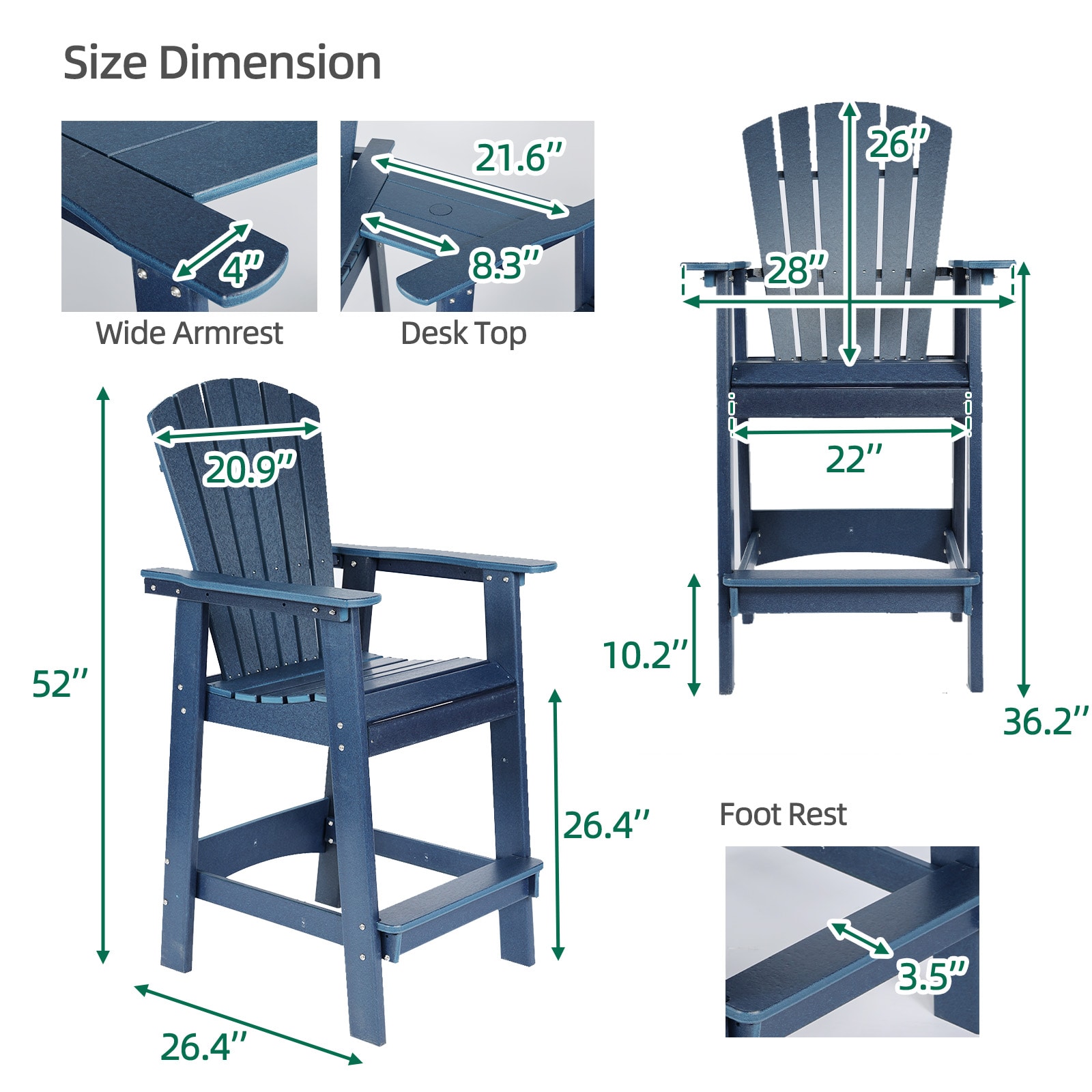 Aoodor A305-PBUBU Patio-Chairs - View #2