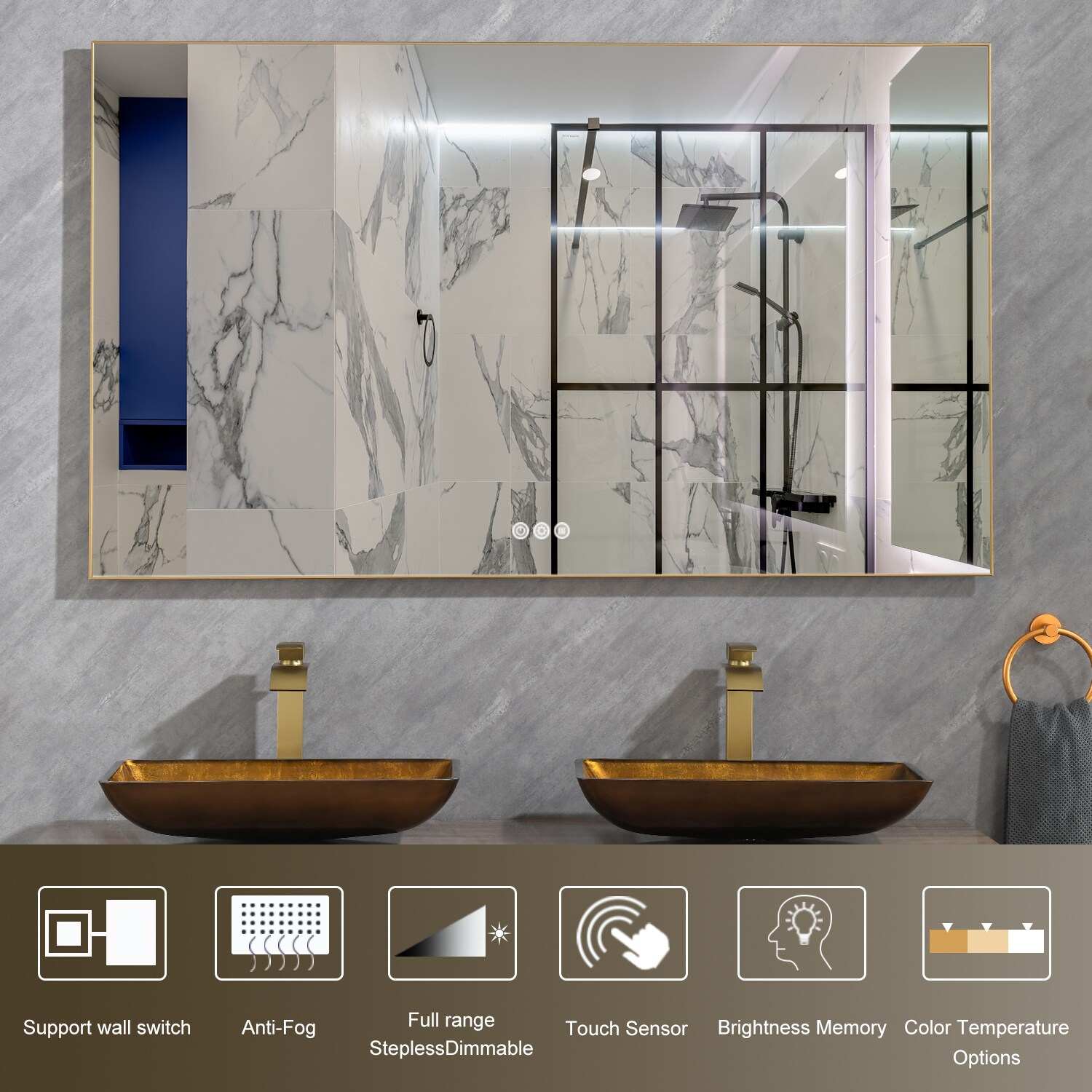 Forclover HE-33MK6036 Framed-Bath-Mirrors - View #3