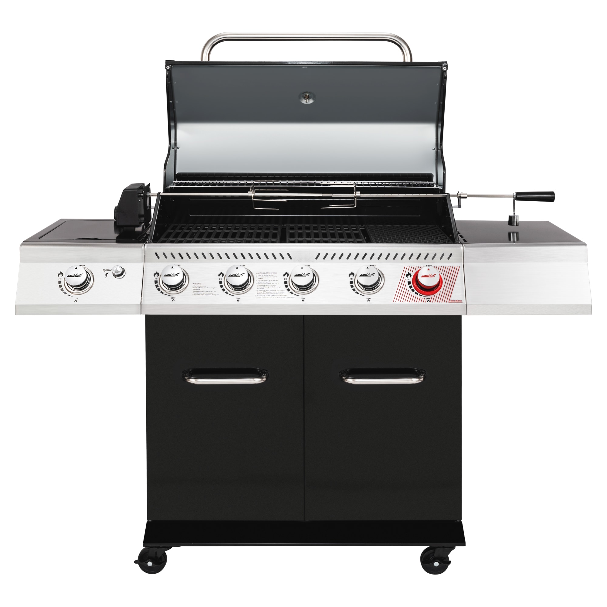 Royal Gourmet Black 5-Burner Liquid Propane Gas Grill with 1 Side Burner GA5404H Sansujyuku sansujyuku.com