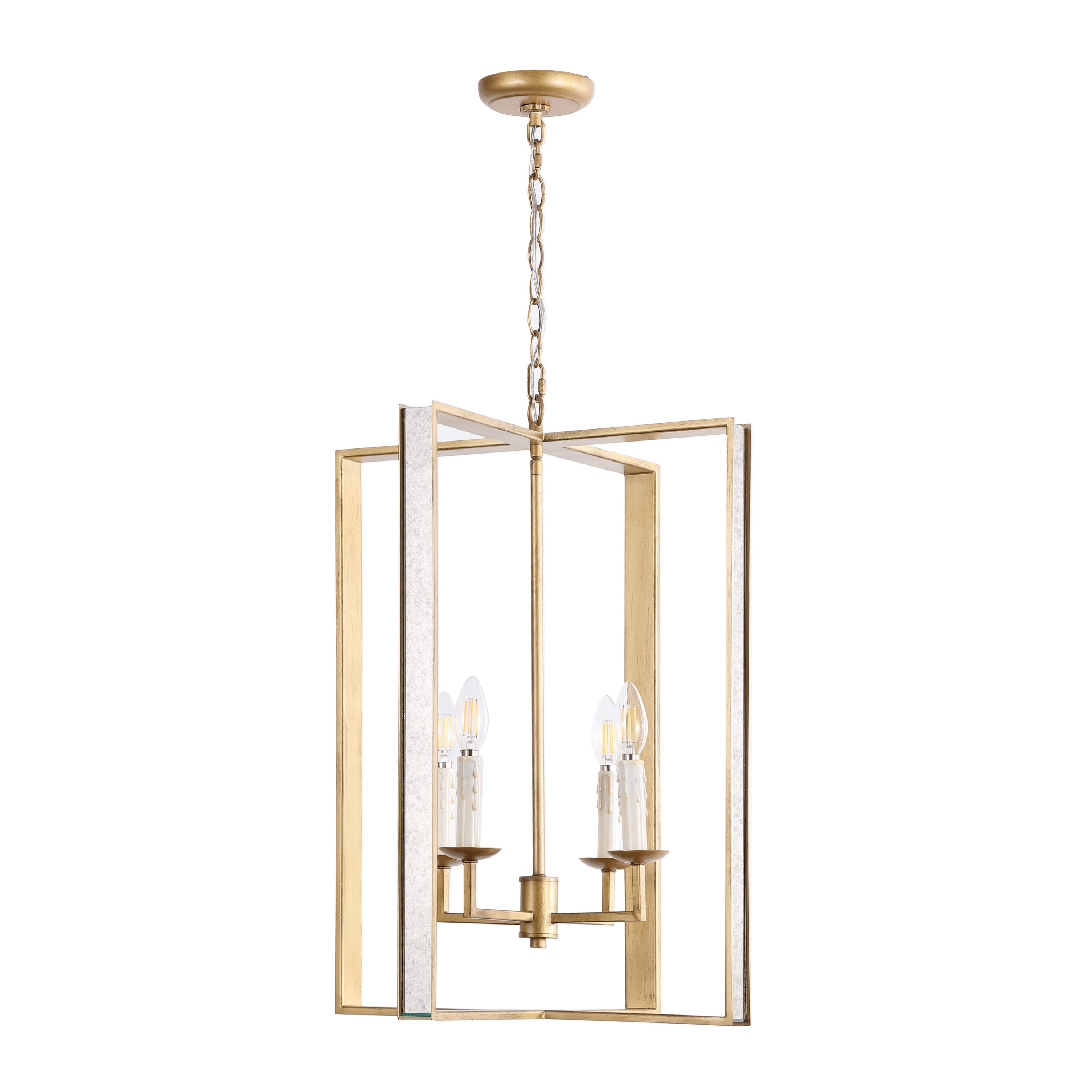 Antique Gold 18" Glass and Metal LED Pendant Light