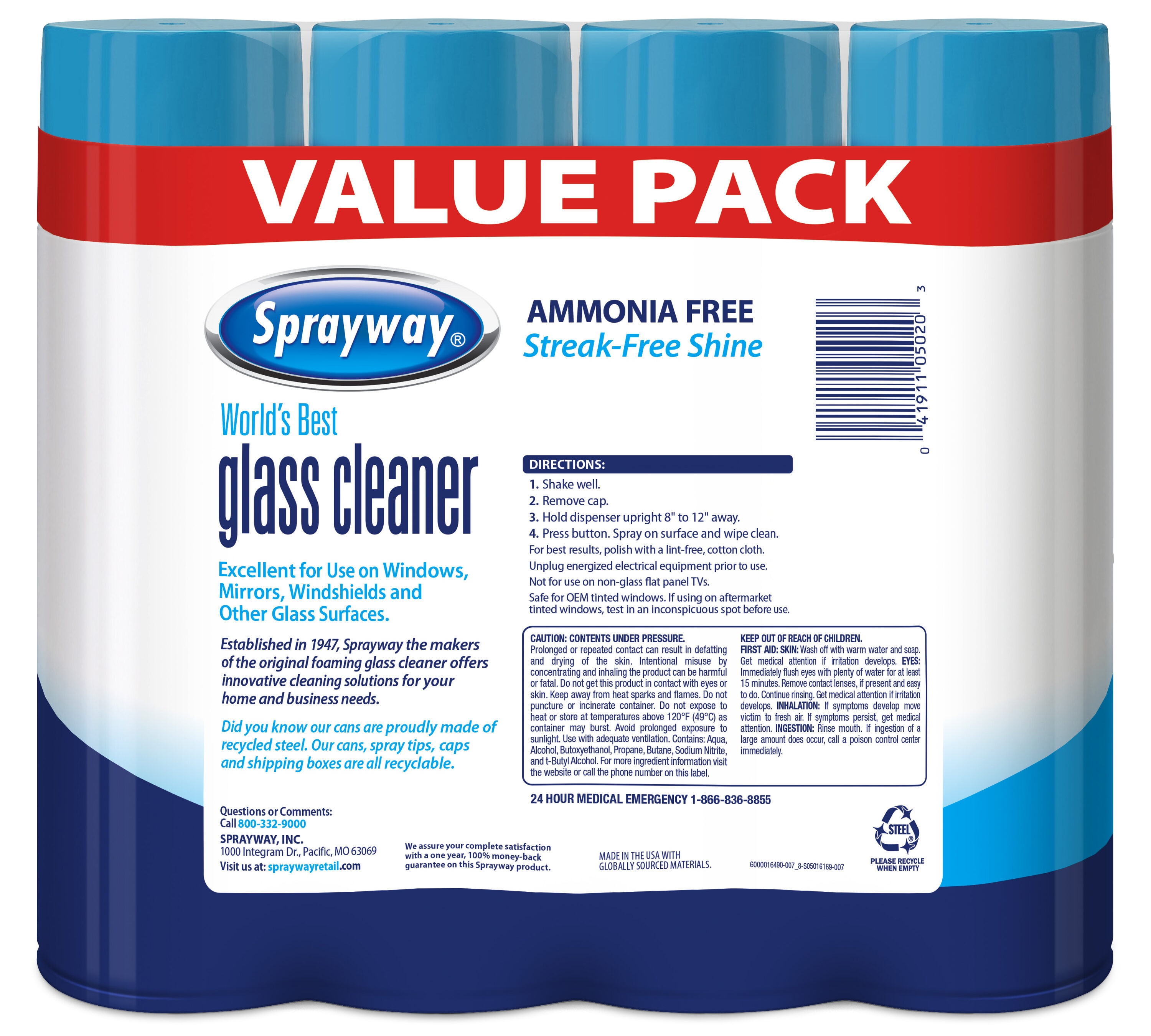 Sprayway 23 oz Glass Cleaner Foaming Action New 3-Pack Free Shipping